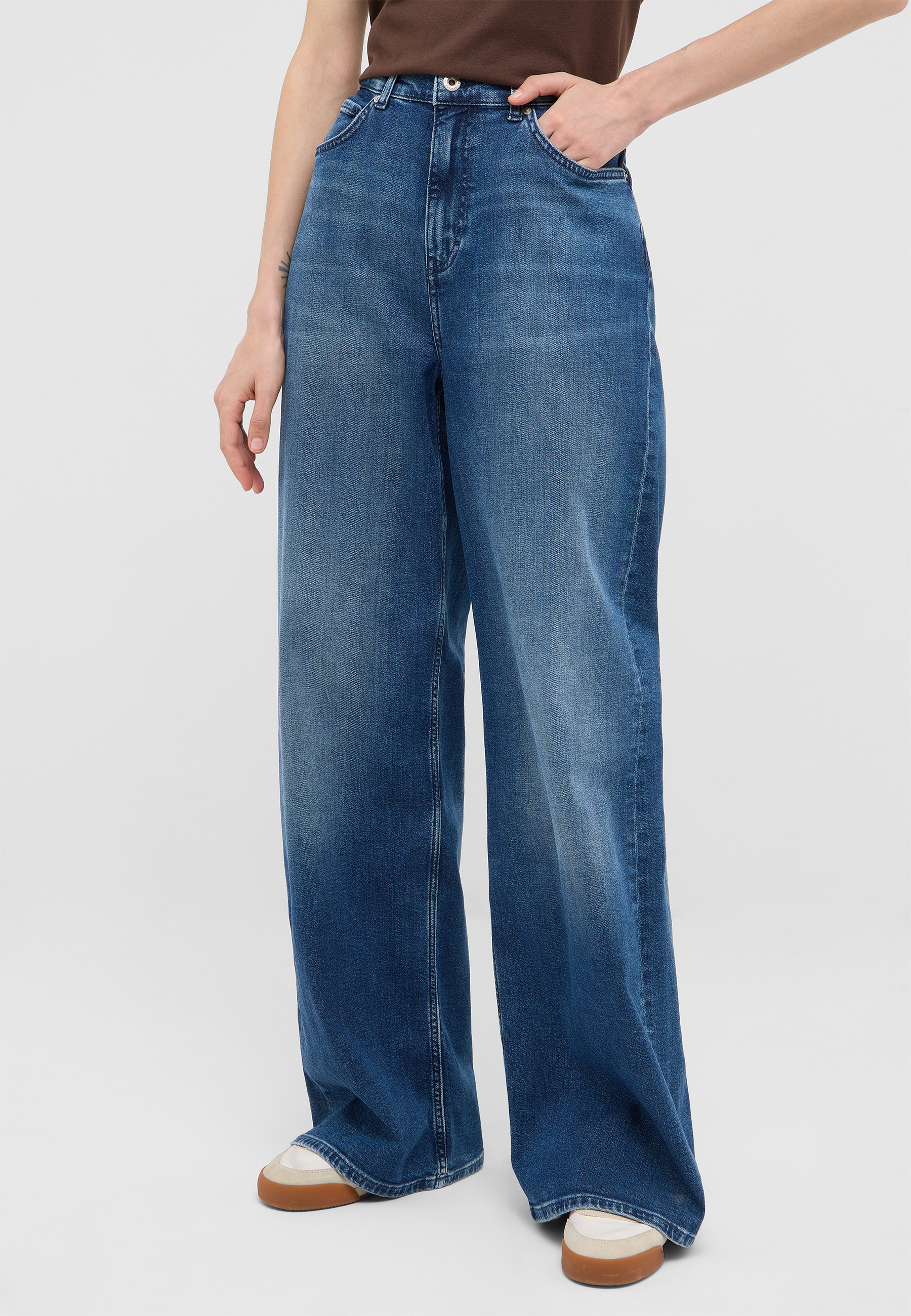 Jeans, Hose, Wide leg, Mittleres Blau, Denim