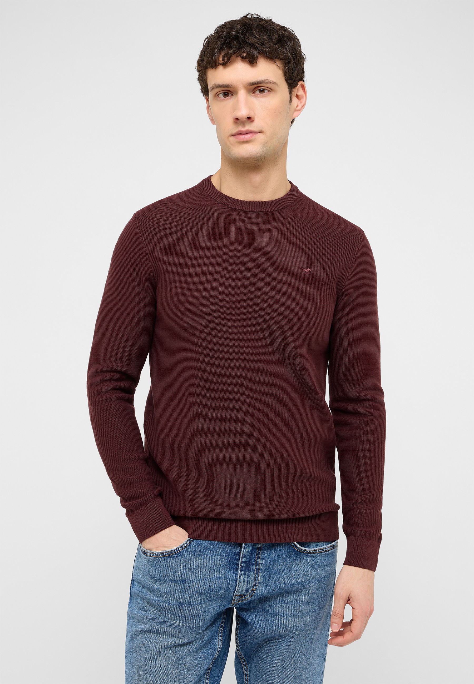 Pullover, Knitwear, Bordeaux, Langarm, Rundhals