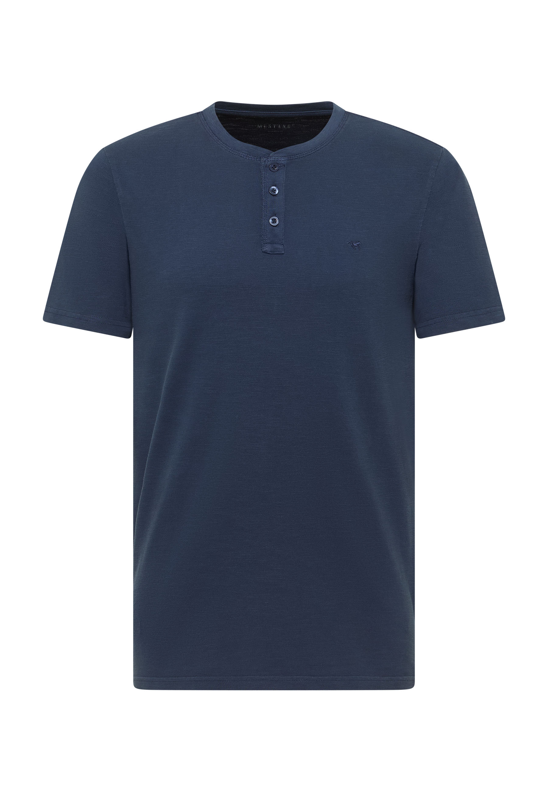 Henley, T-Shirt, Kurzarm, Baumwolle, Navy