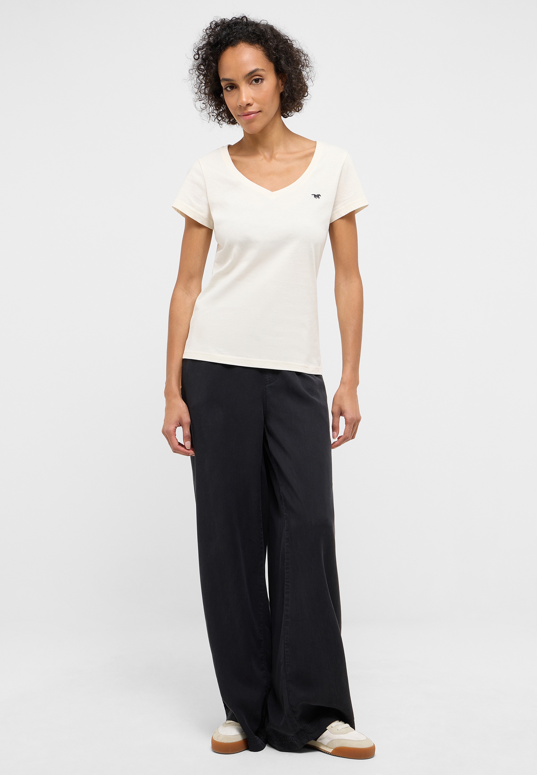 V-Shirt, Weiß, Rundhals, Kurzarm, Kleidung-Top