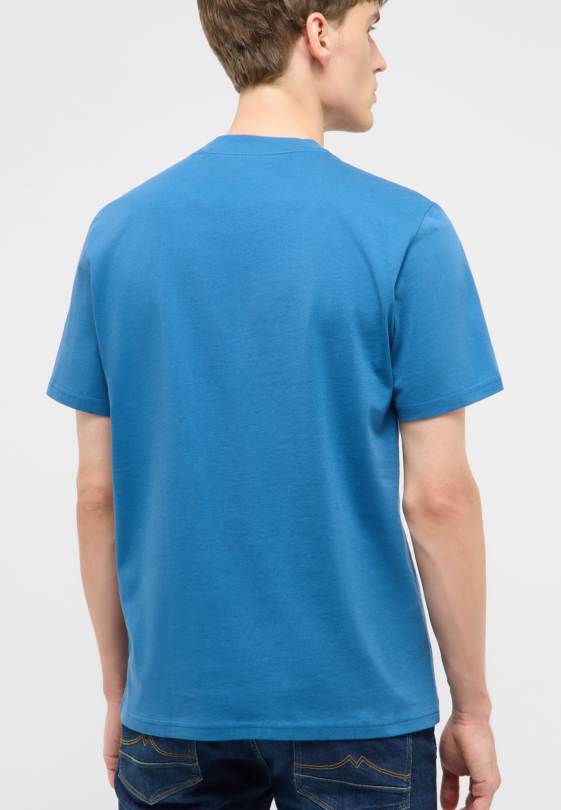 T-Shirt, Kurzarm, Blau, Baumwolle, Rückenansicht