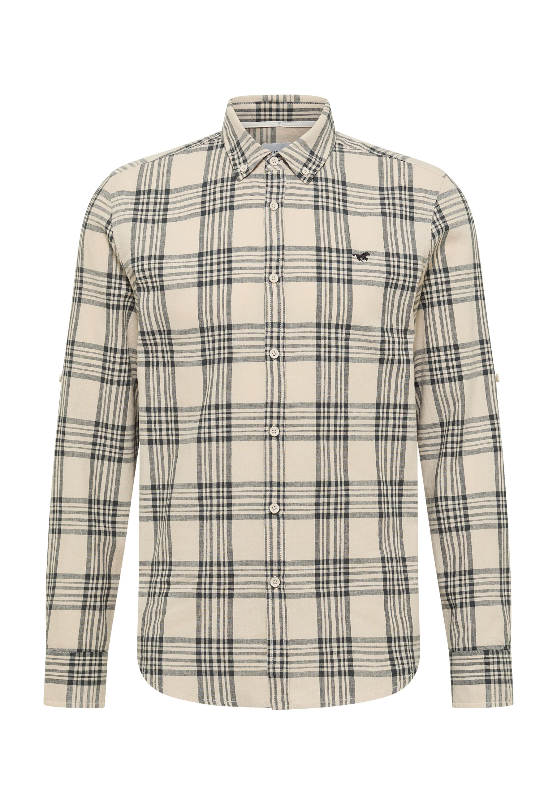 hemden, plaid, baumwolle, langarm, knopfleiste