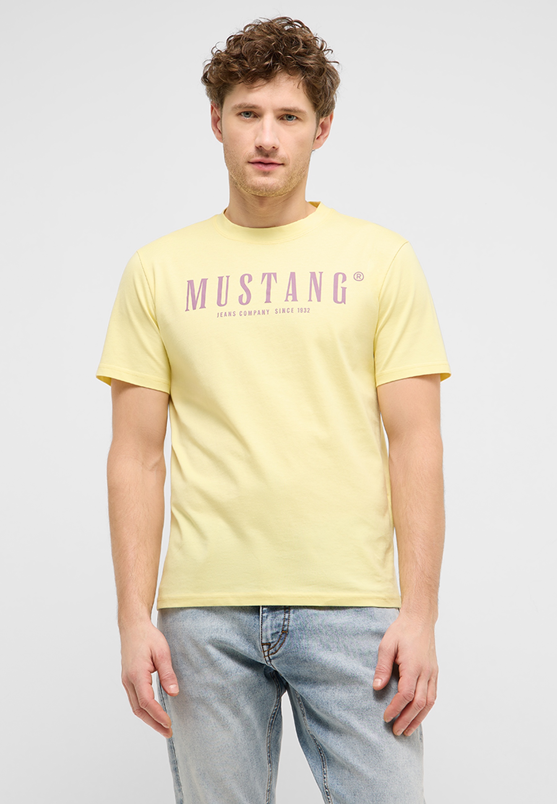 T-Shirt, Kurzarm, gelb, MUSTANG, Logo