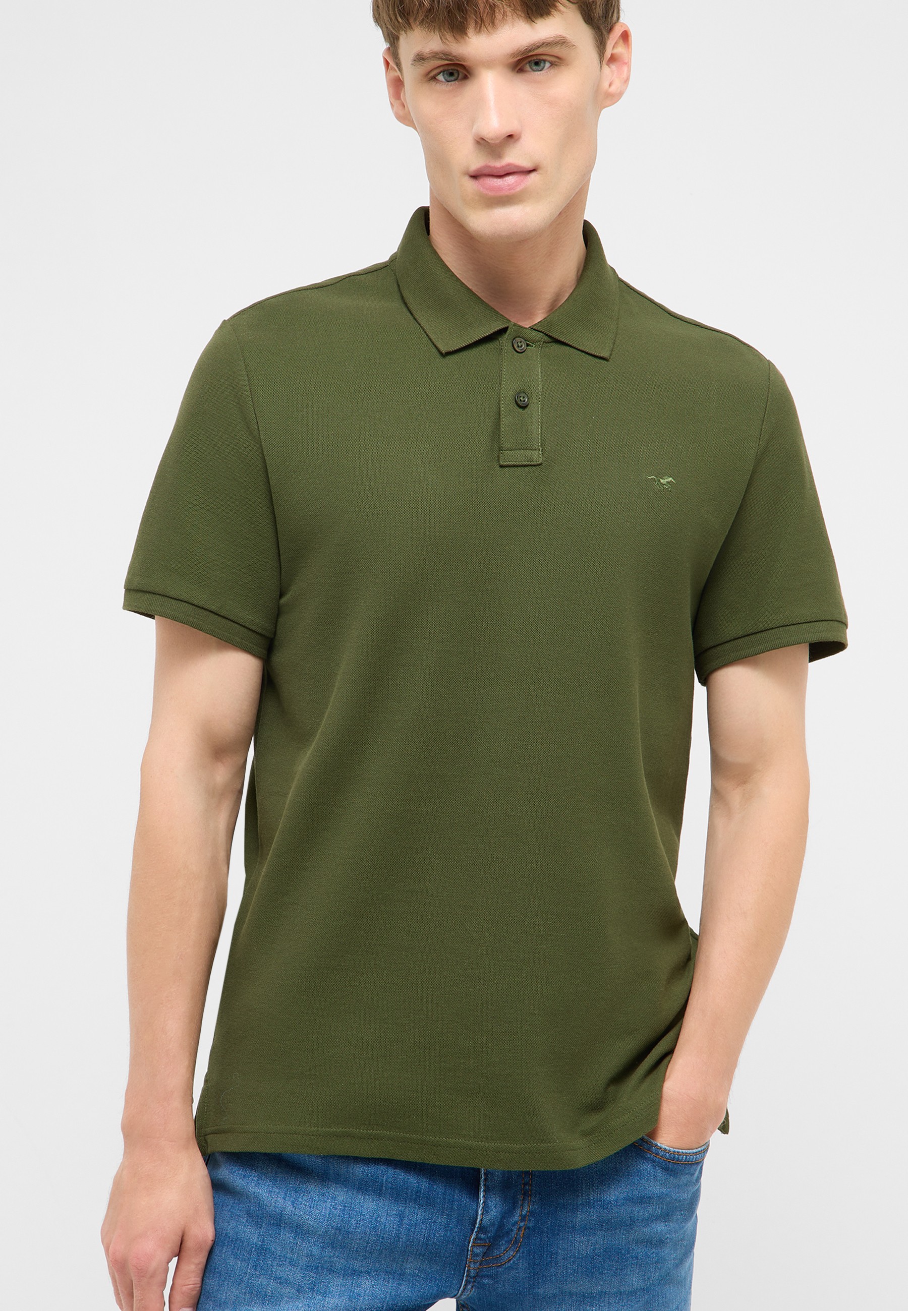 polo, t-shirt, olivgrün, kurzarm, poloshirt