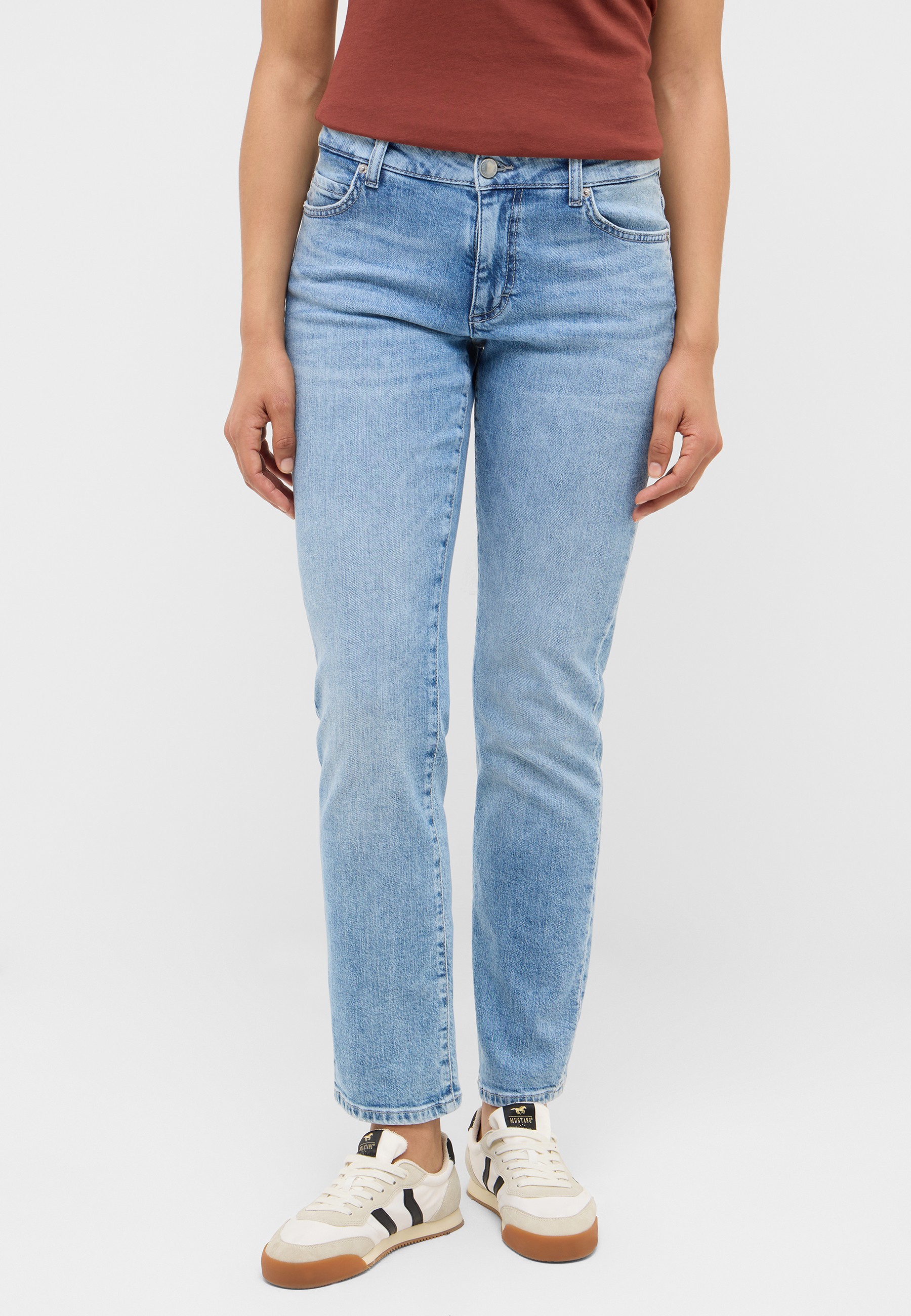 Jeans, Straight Leg, Light Blue, Denim, Cropped length