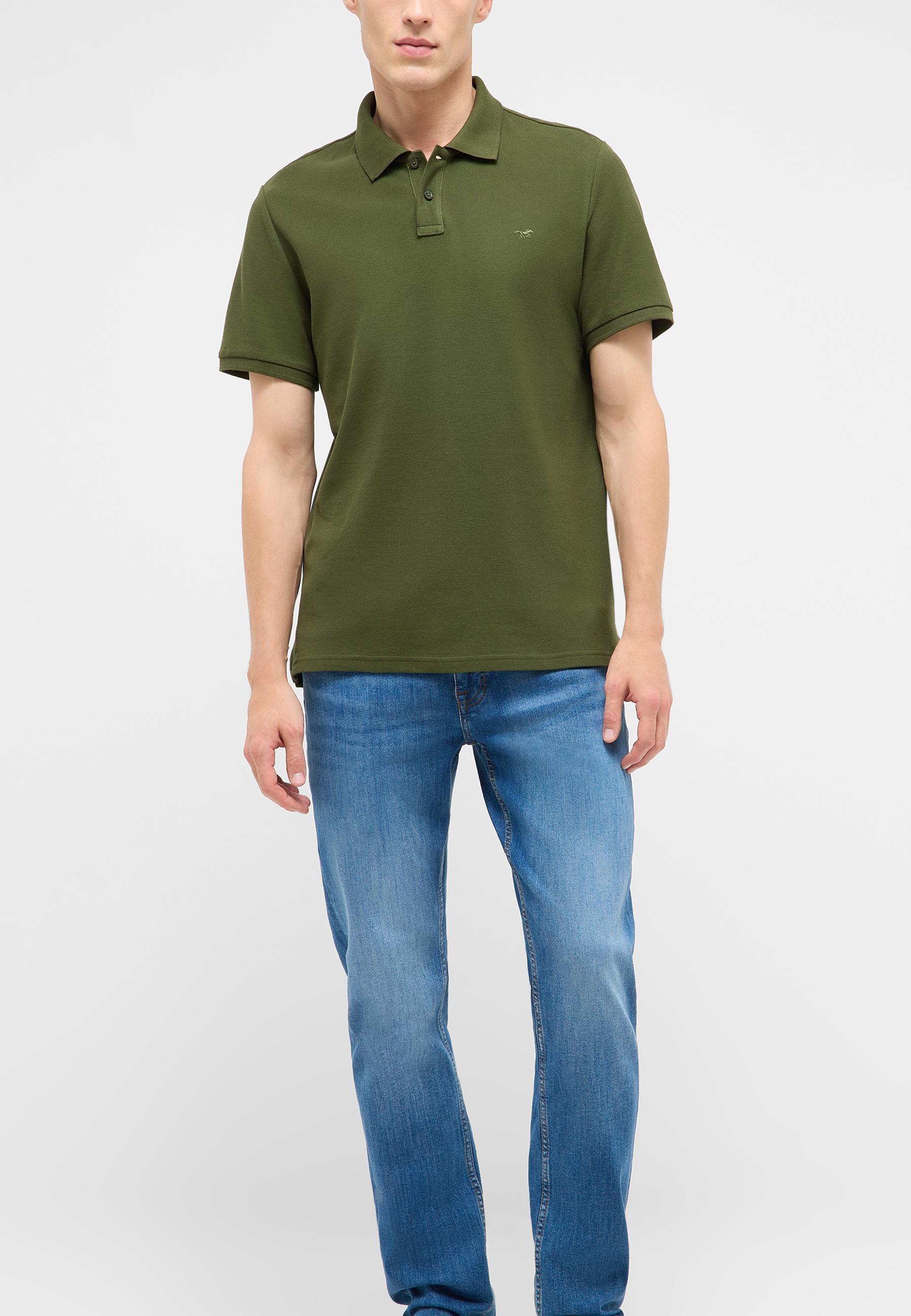 polohemd, olivgrün, kurzarm, Kragenpolo, casualwear