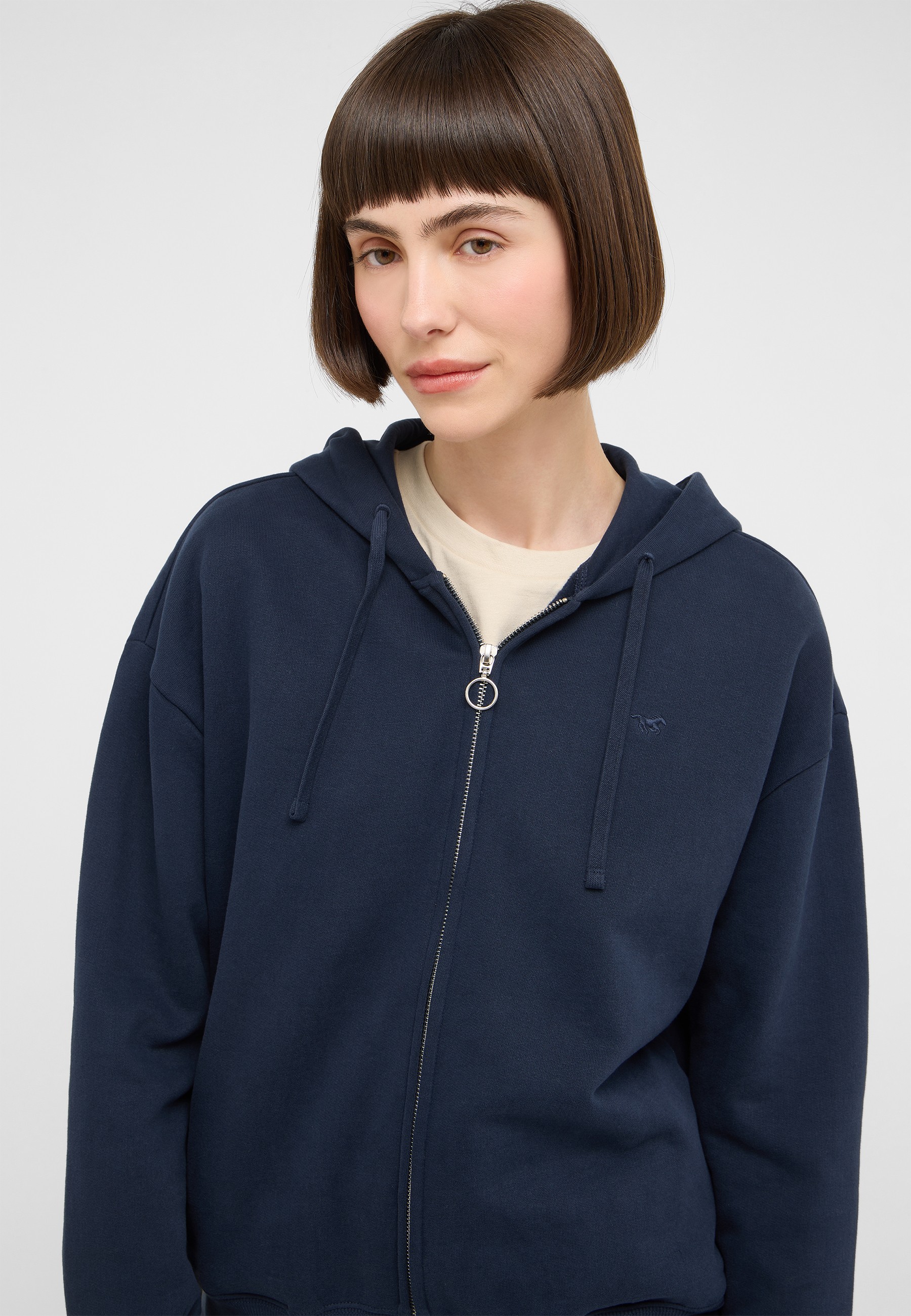 hoodie, Reißverschluss, marineblau, verstellbar, Kreisreißer