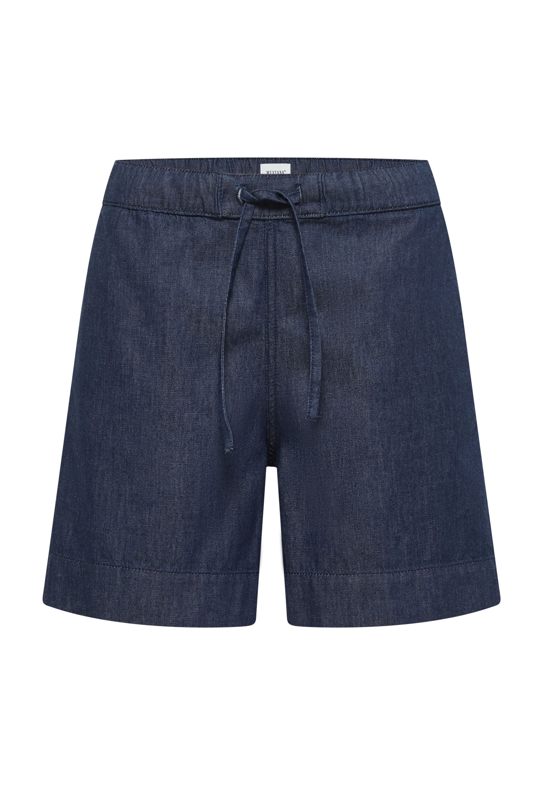 Shorts, Denim, Drawstring, Blue, Knee-length