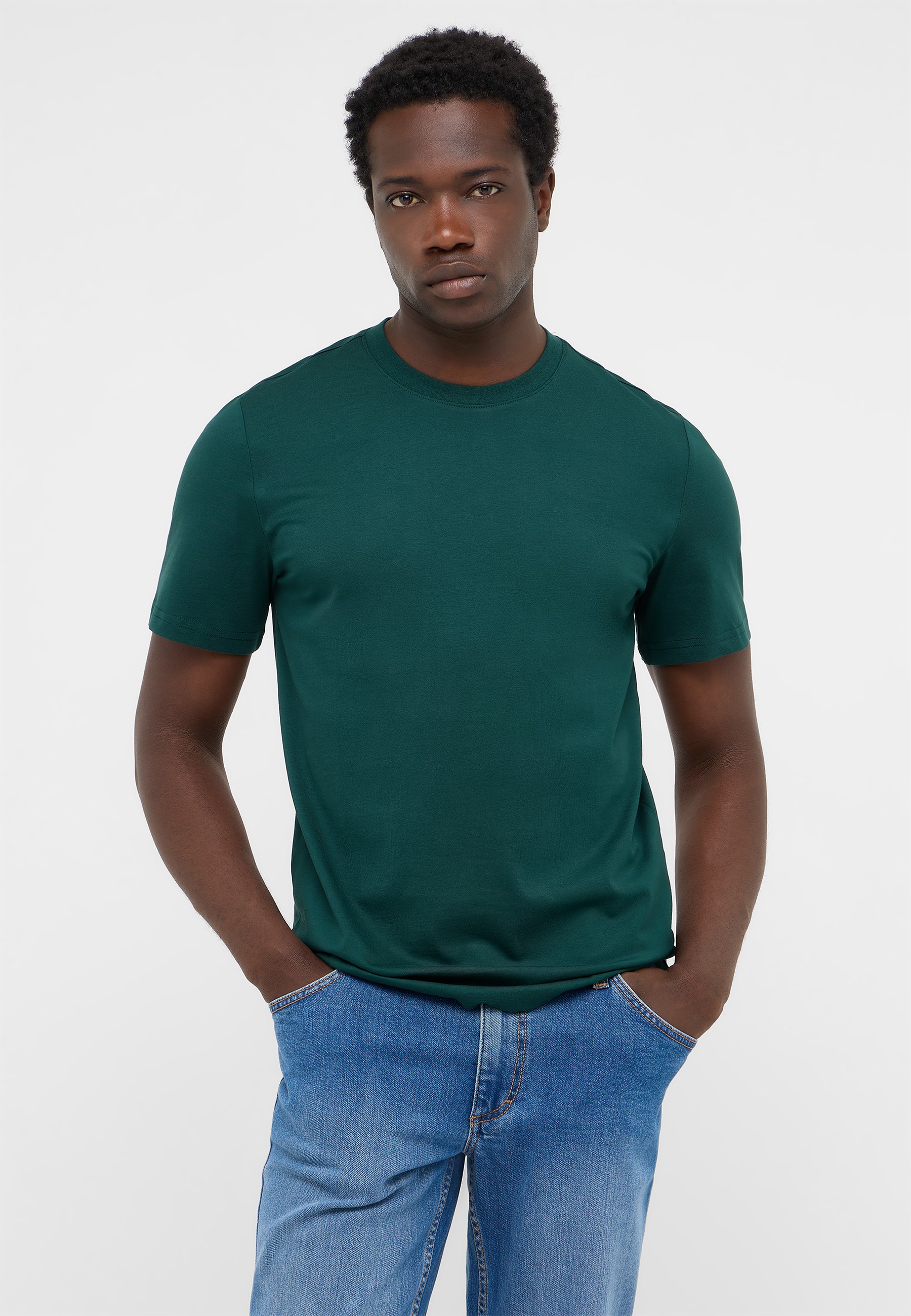 t-shirt, kurzarm, unifarben, grün, casual
