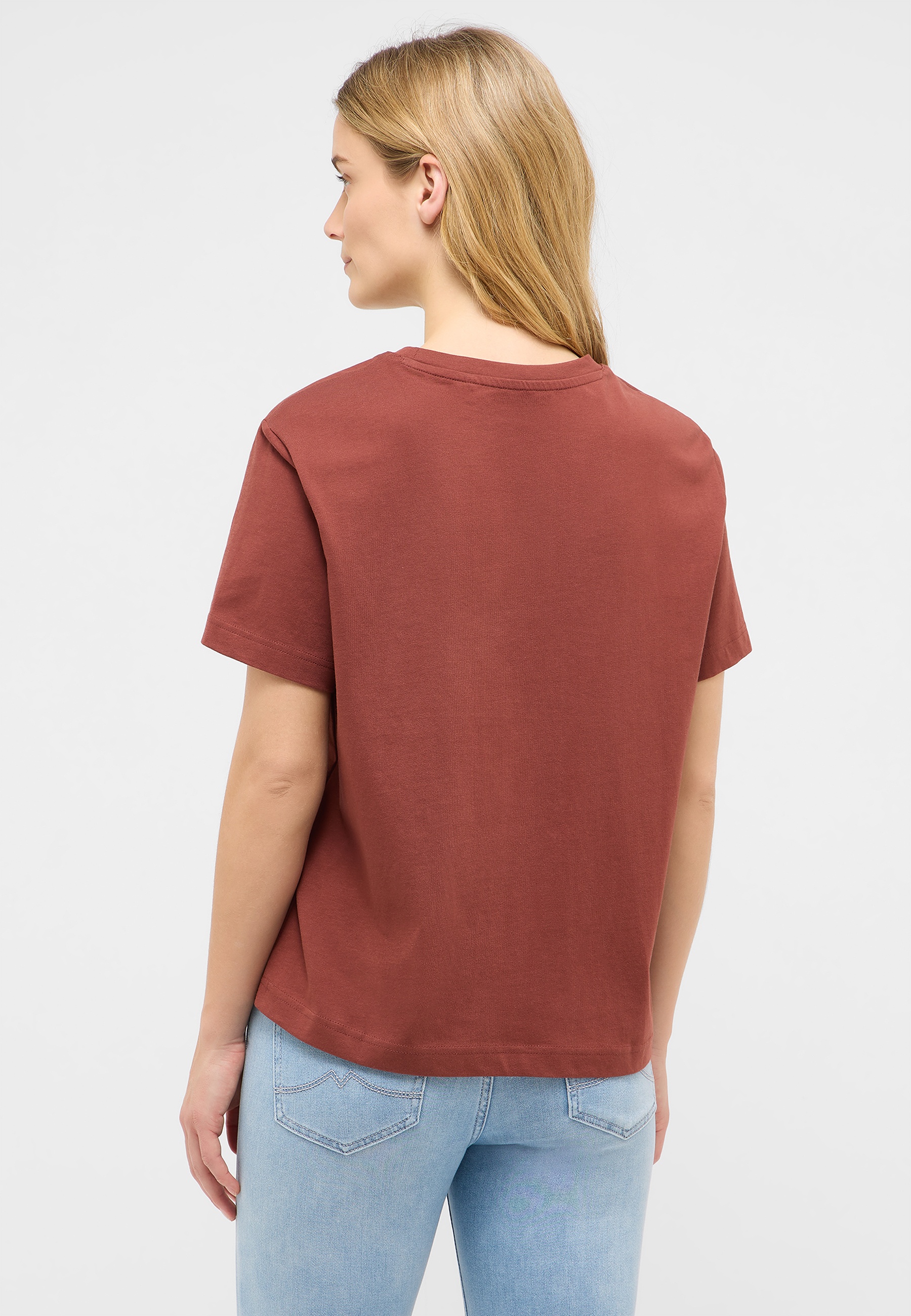 T-Shirt, Kurzarm, Rote Farbe, Baumwolllook, Rundhals