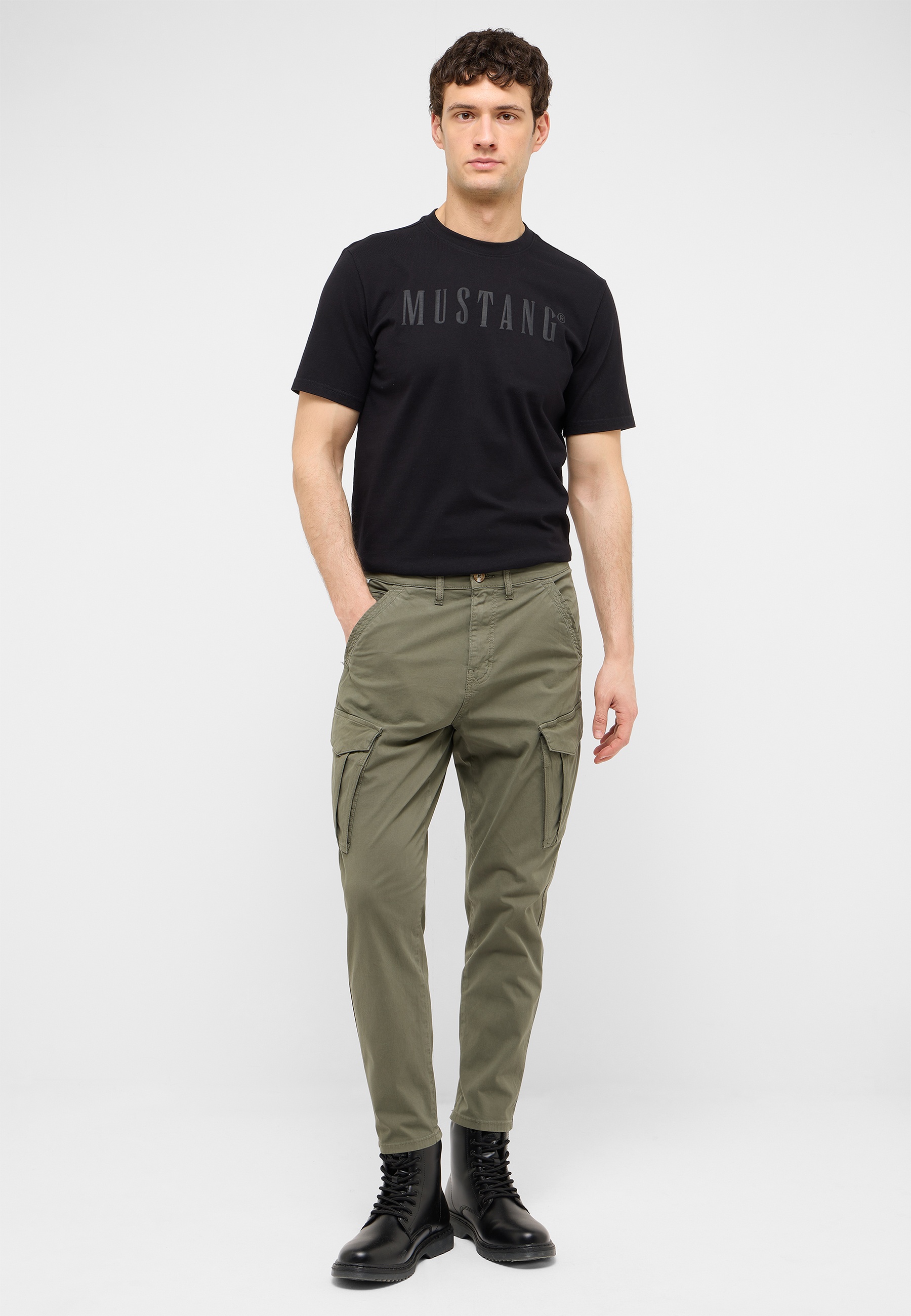 t-shirt, schwarz, Rundhals, mustang, kurzarm