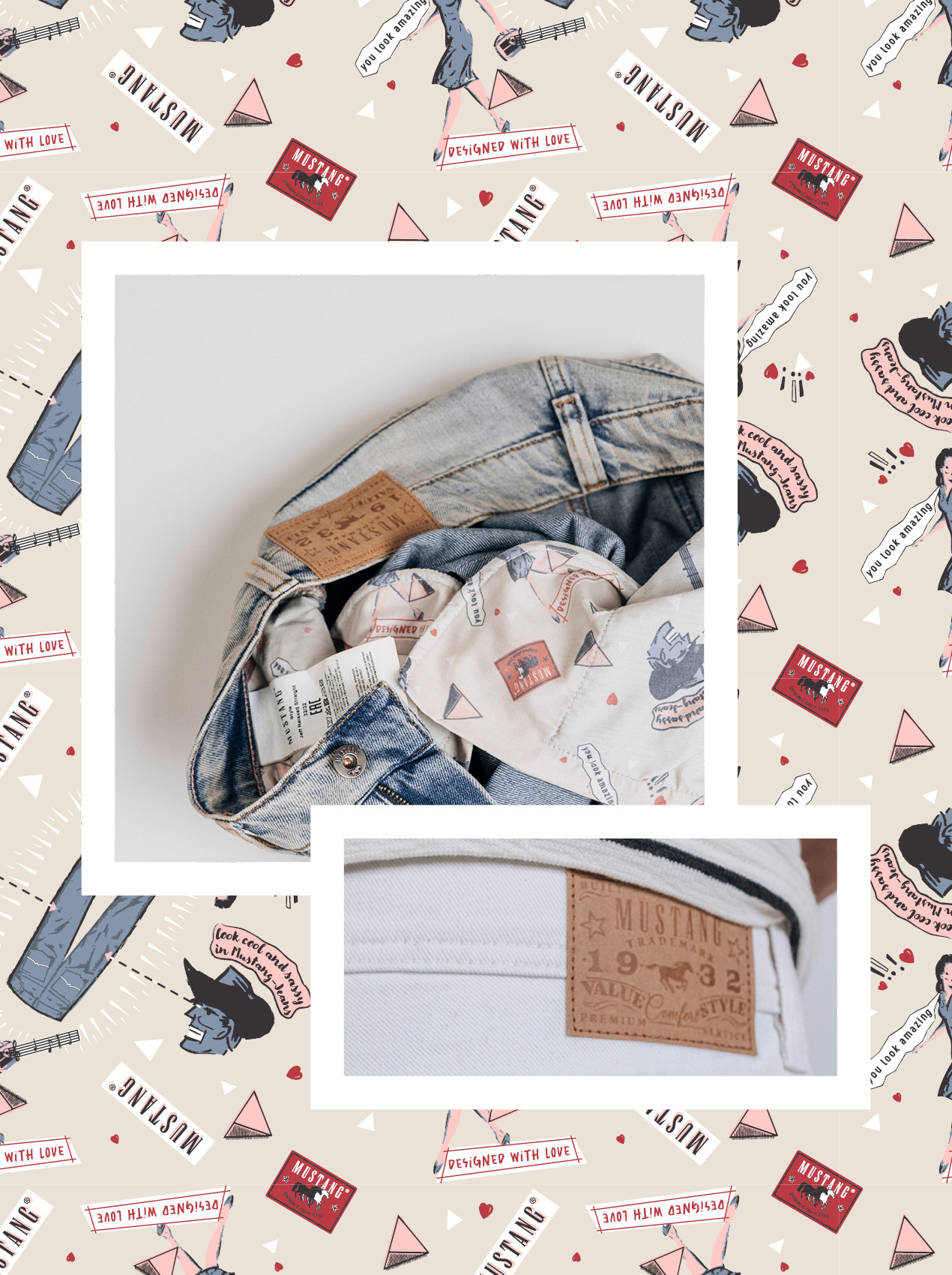 Hosen, Jeans, Collage, Person, Werbung