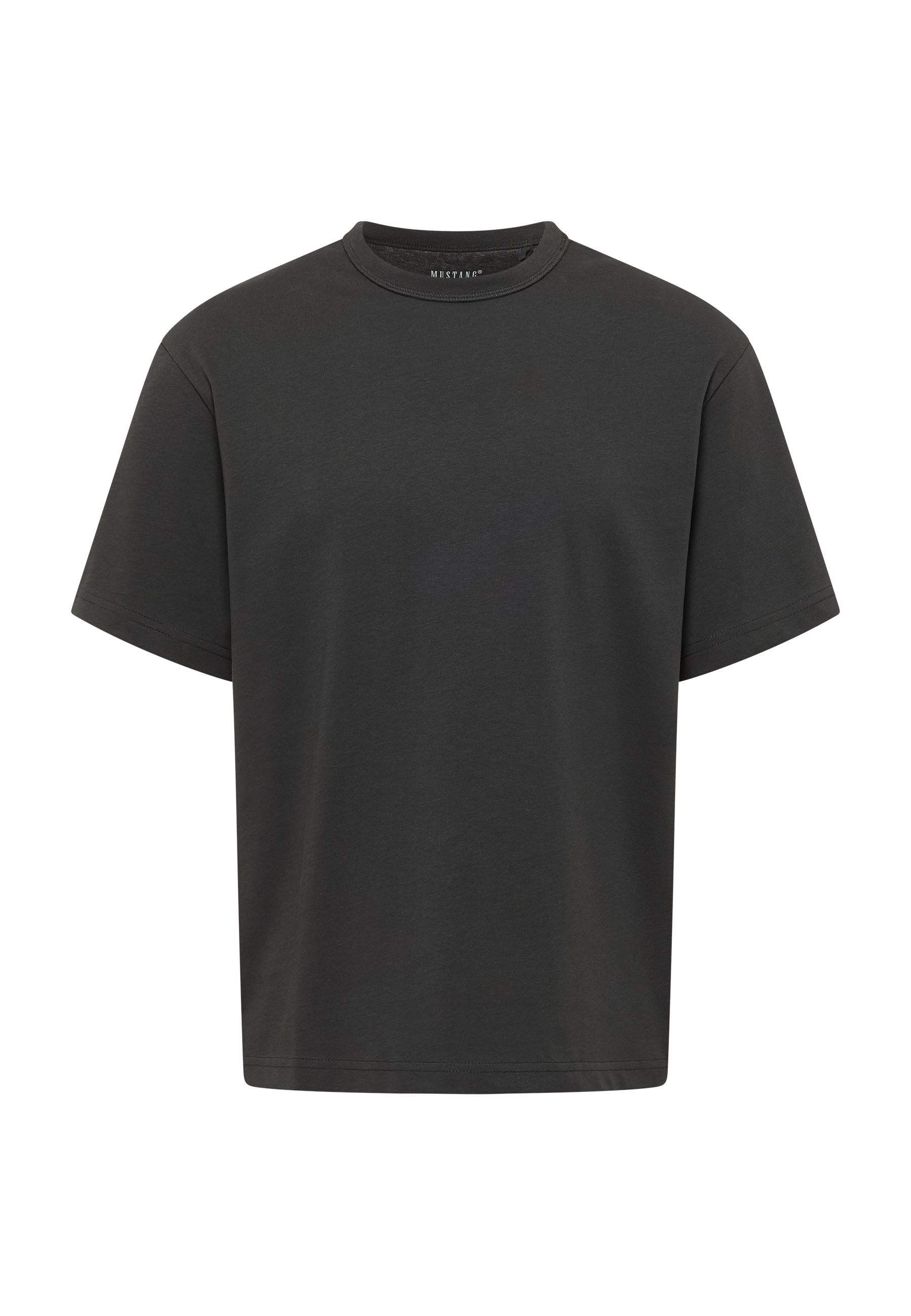 T-Shirt, Kurzarm, Unifarbe, Baumwolle, Dunkelgrau