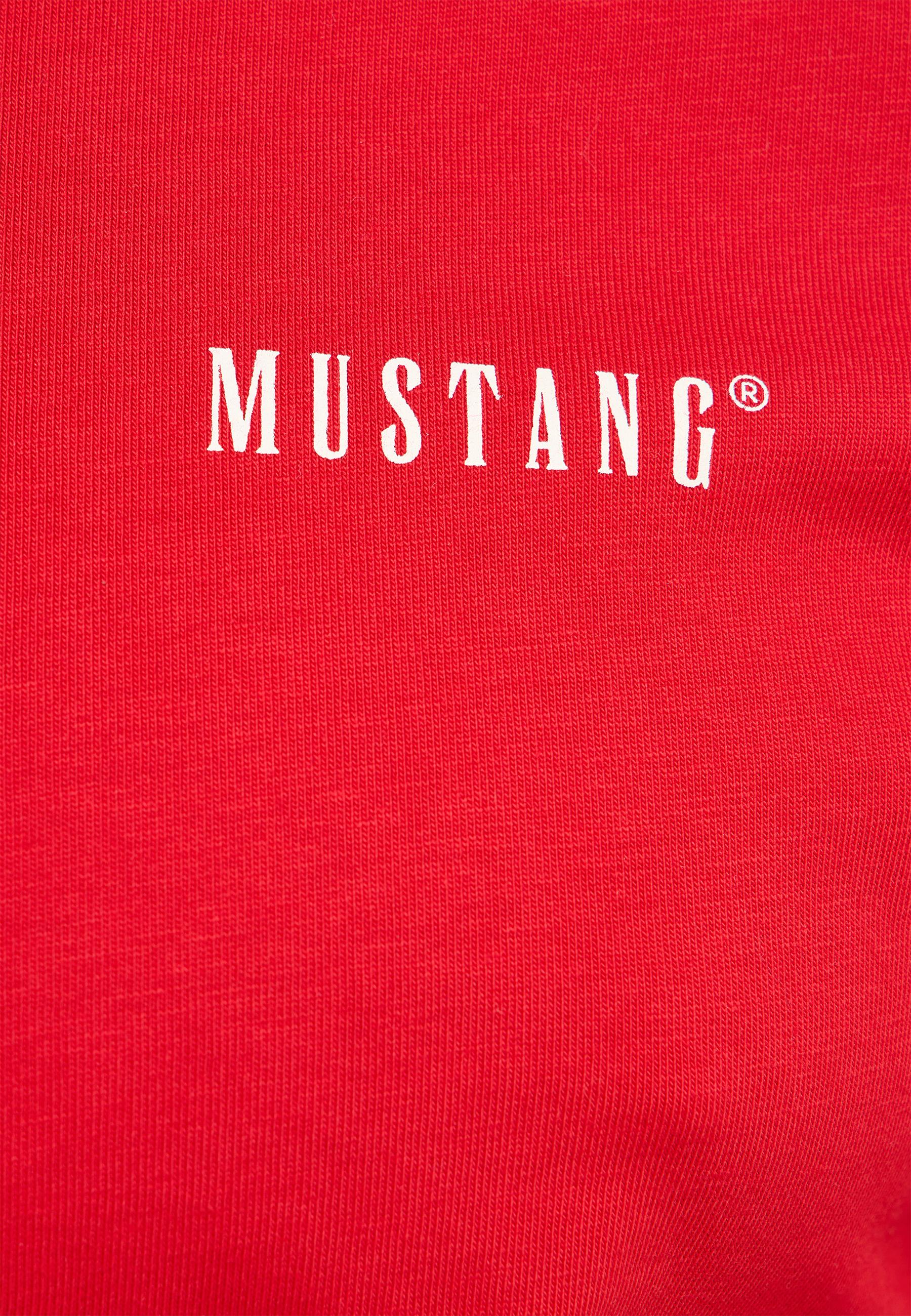tshirt, rot, Mustang, Markenlogo, Strickstoff