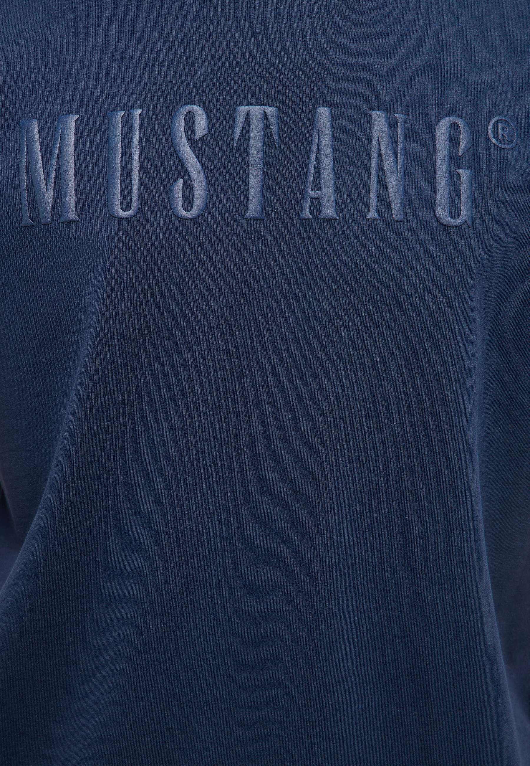 Mustang, T-Shirt, Rundhalsausschnitt, Blau, Logo-Aufdruck