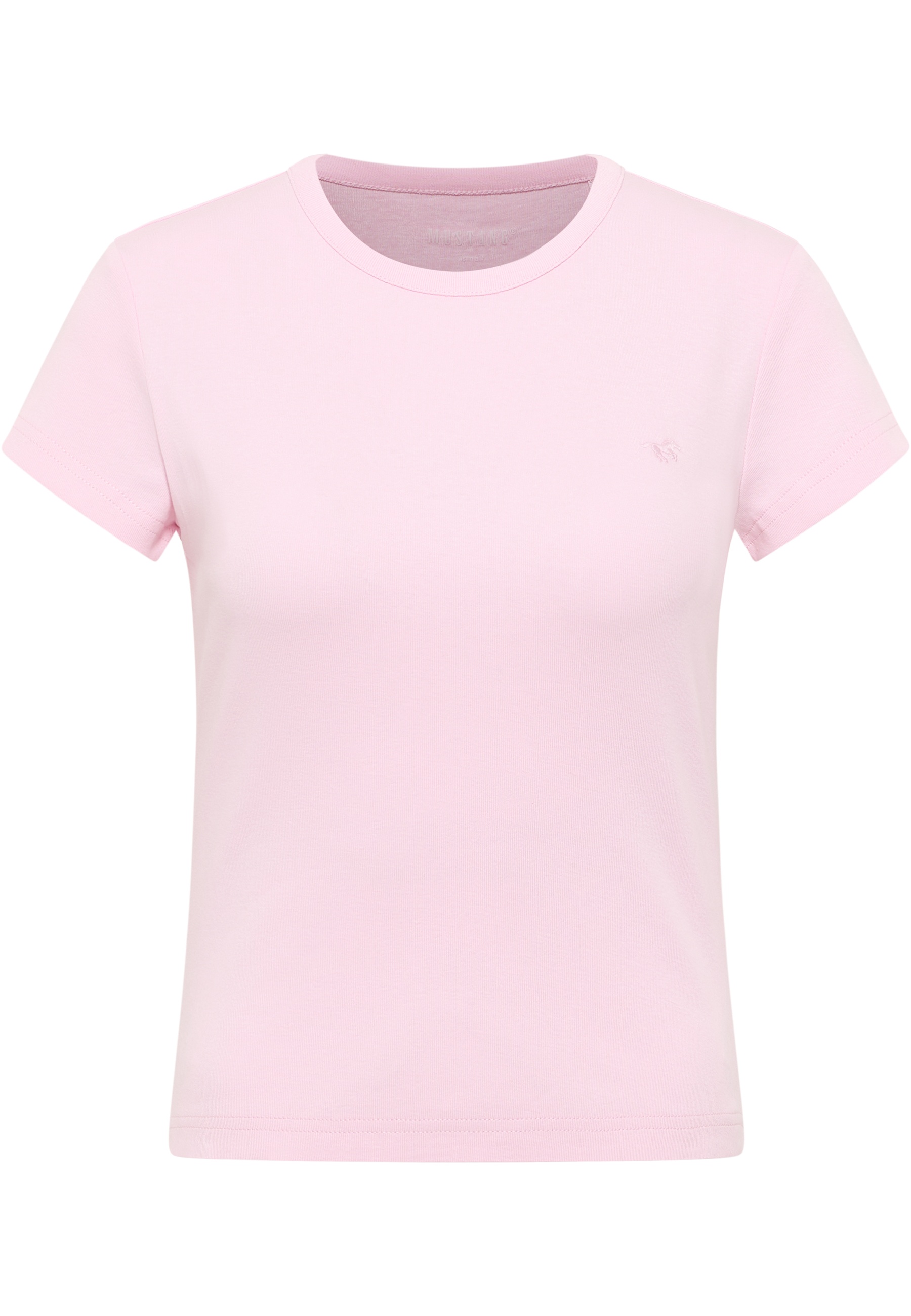 T-Shirt, Rundhals, Kurzarm, Pastellrosa, Baumwolle