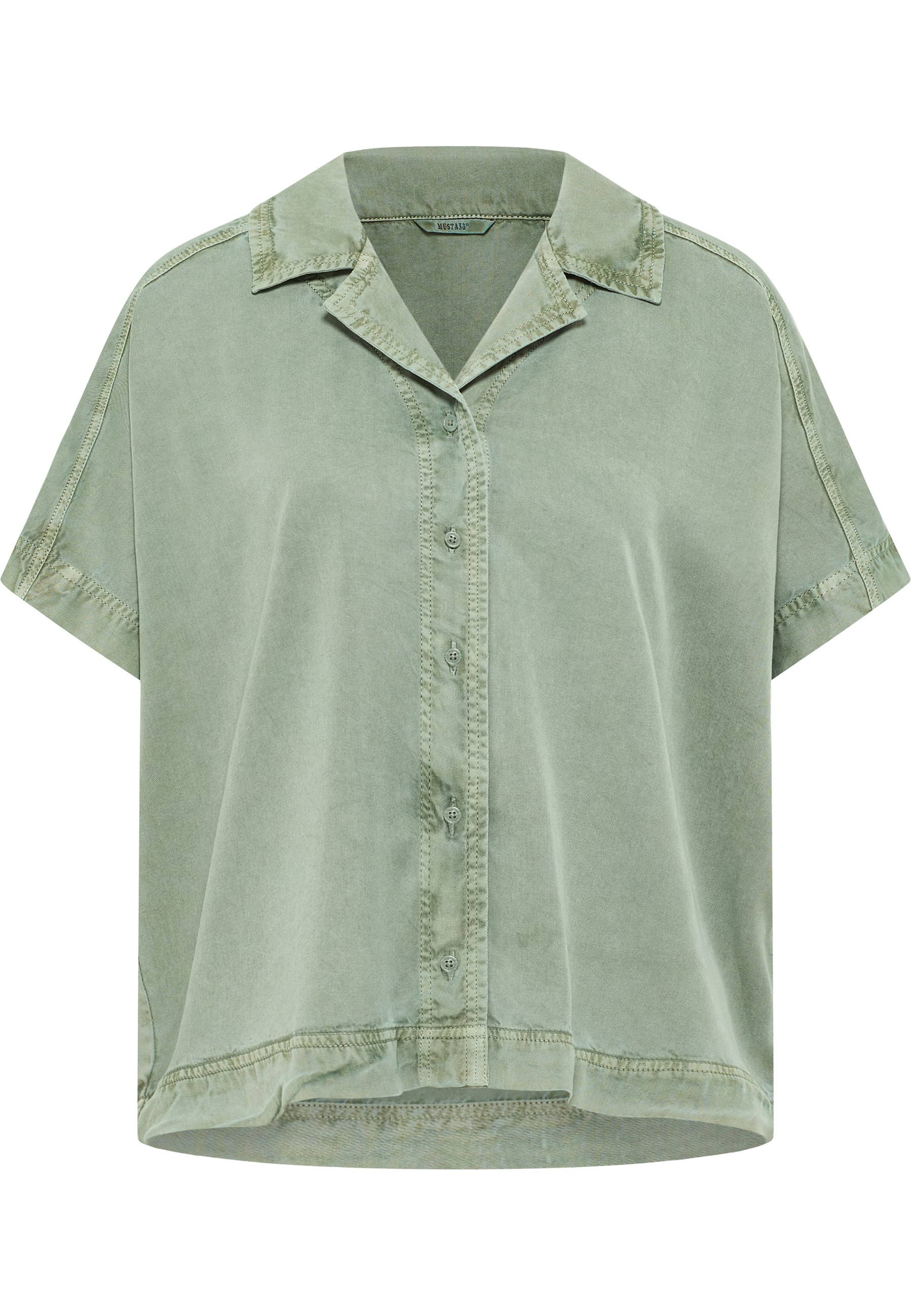 Shirt, Button-down, Short sleeves, Velveteen, Soft green