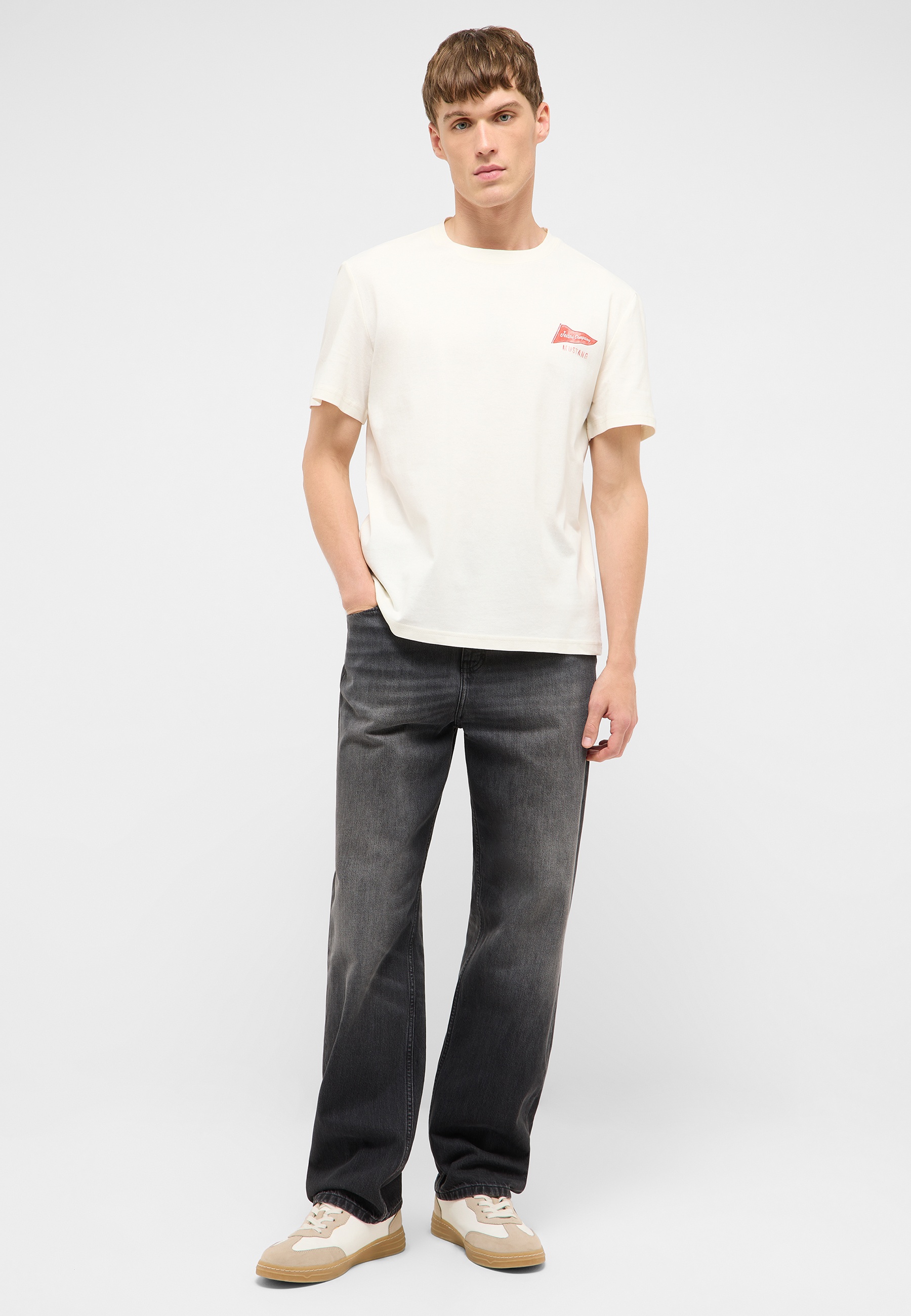 T-Shirt, Rundhals, Kurzarm, Weiß, Logo-Print