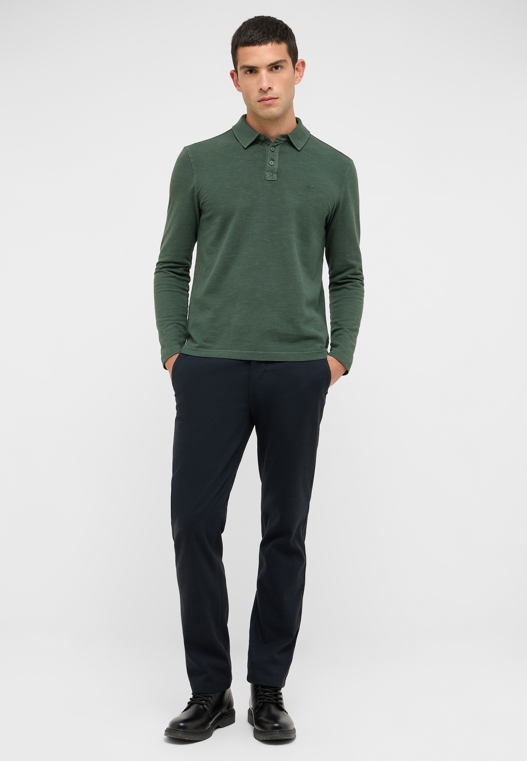 polohemd, langerarm, grün, polo shirt, herrenoutfit