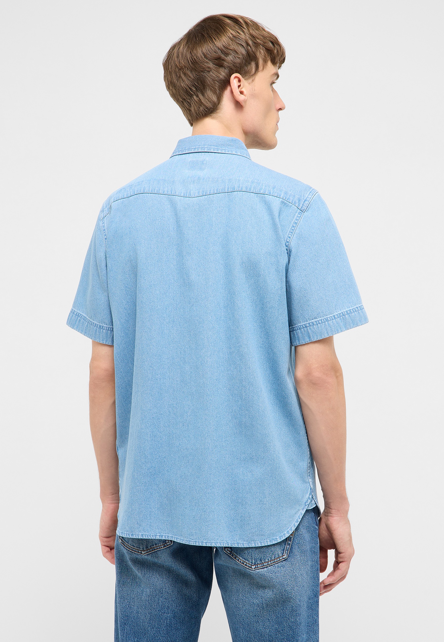 Denim, Hemd, Hellblau, Kurzarm, Rückansicht
