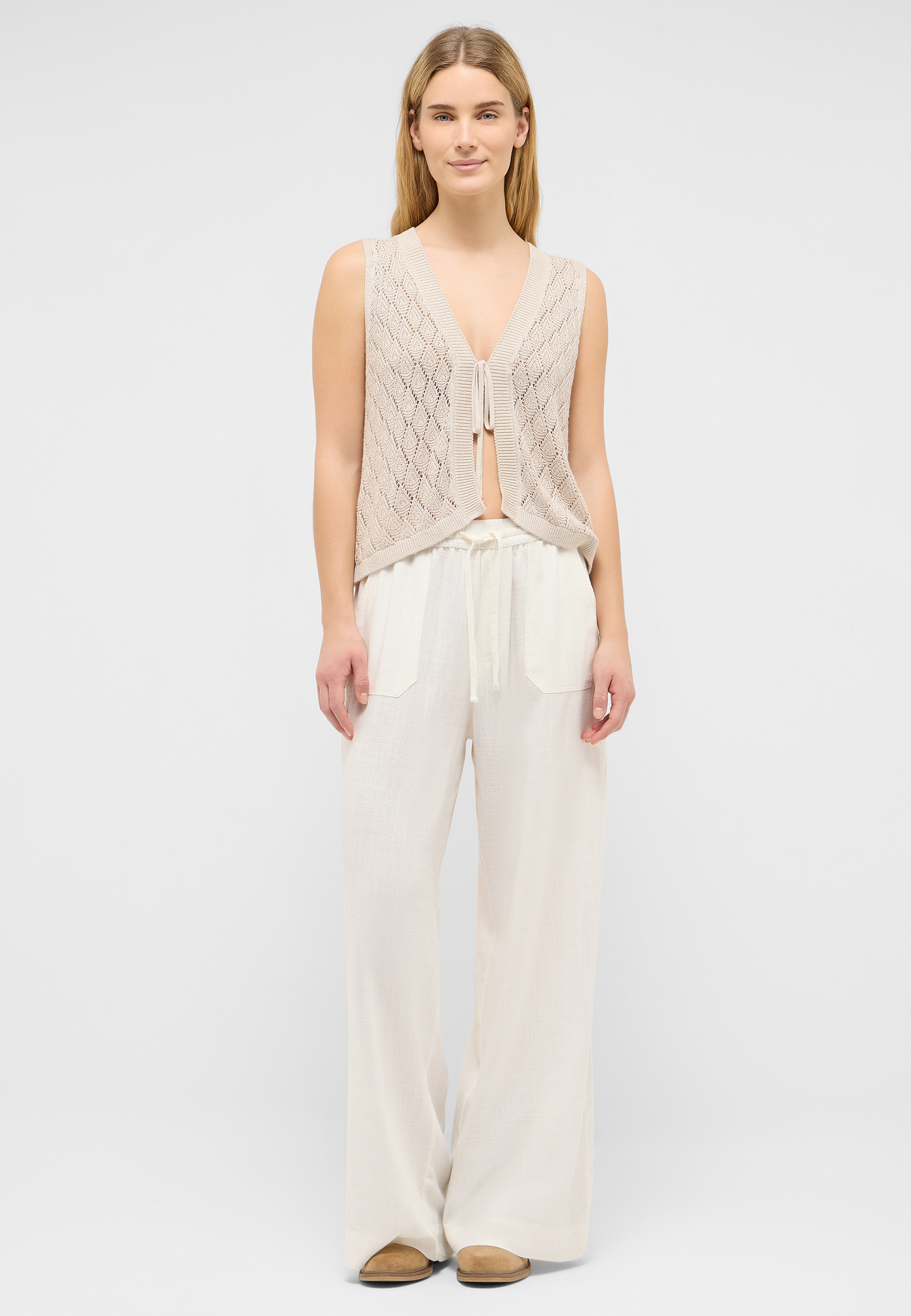 Top, Knit-Top, Kurzes Modell?, Beige?, weite Hose