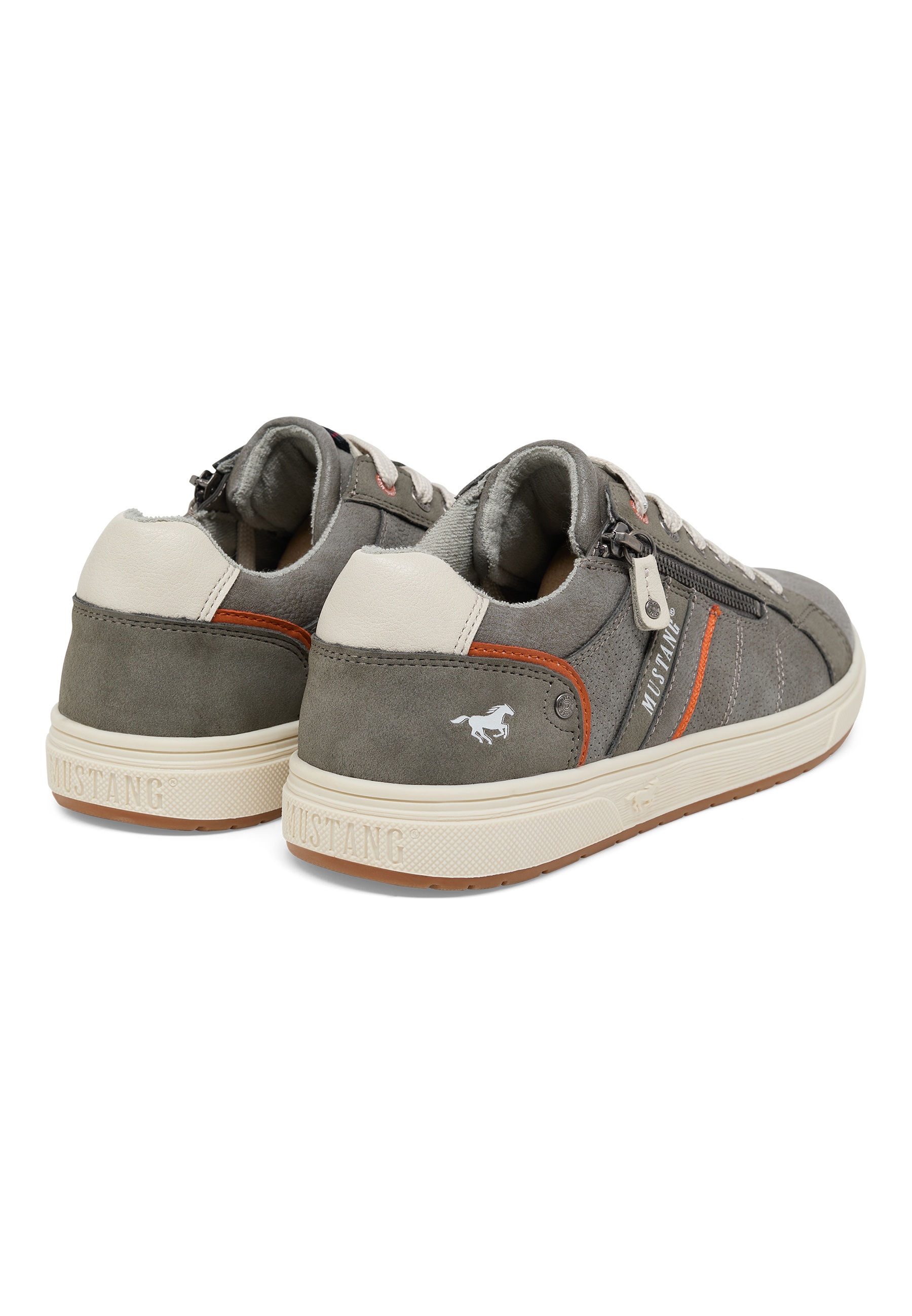 Sneaker, Grau, Leder, Gummi-Sohle, Mustang