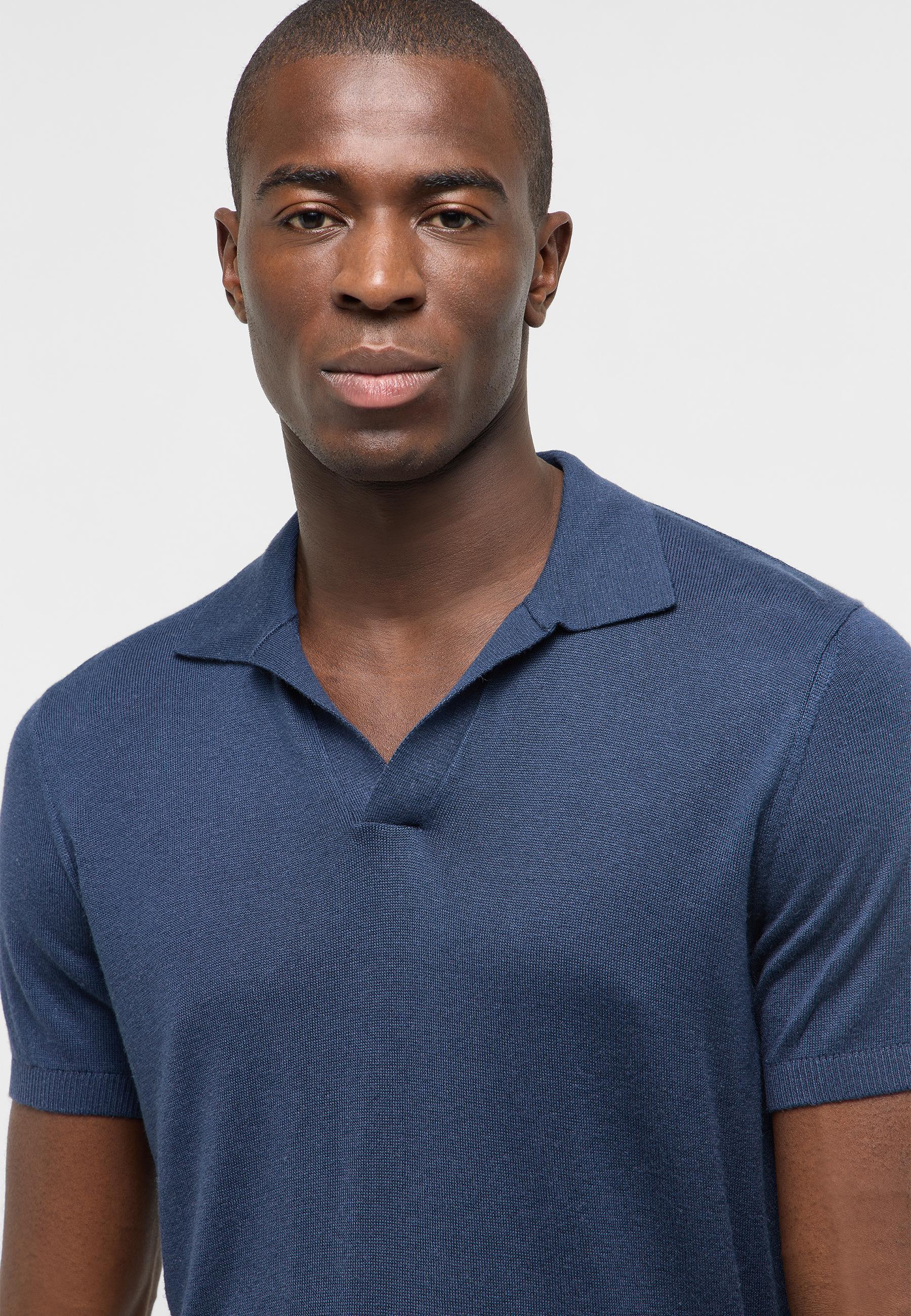 Polohemd, männlich Polo, blaues Polo, Kurzarm, Gehäkeltes Polo