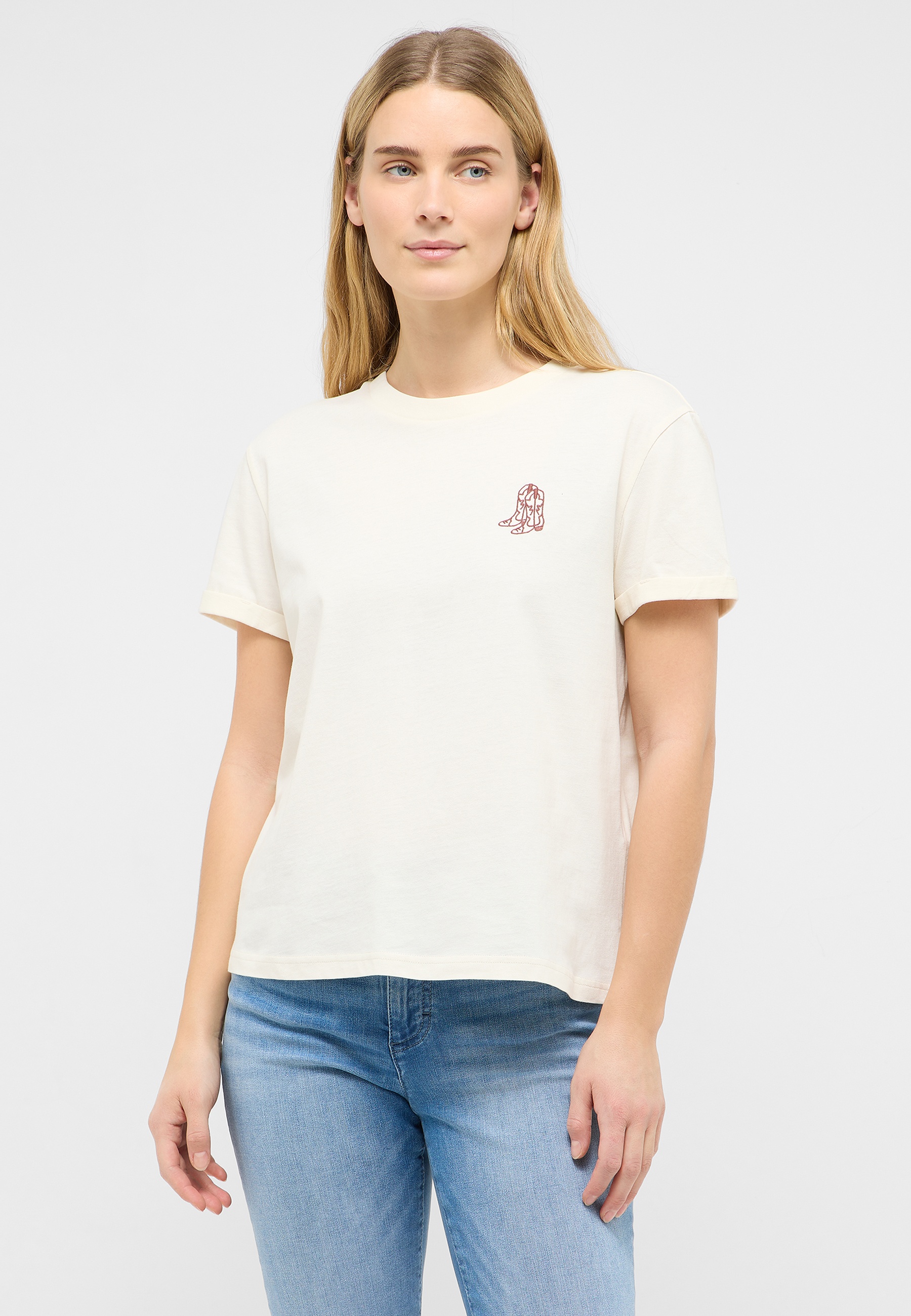 T-Shirt, Kurzarm, Beige, Kleidung, Logo-Print