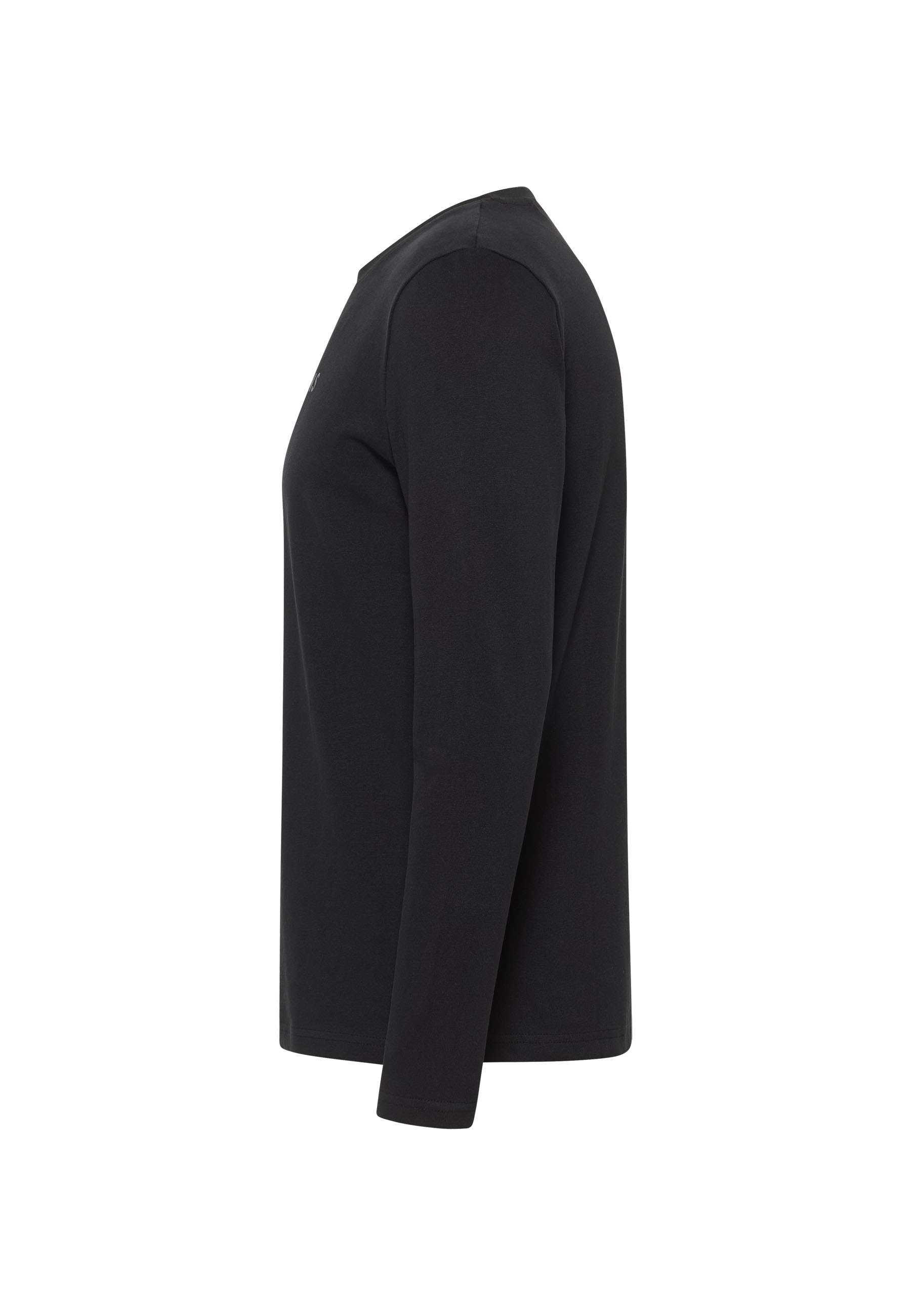 Langarm, Schwarz, Pullover, Stoff, Rundhals