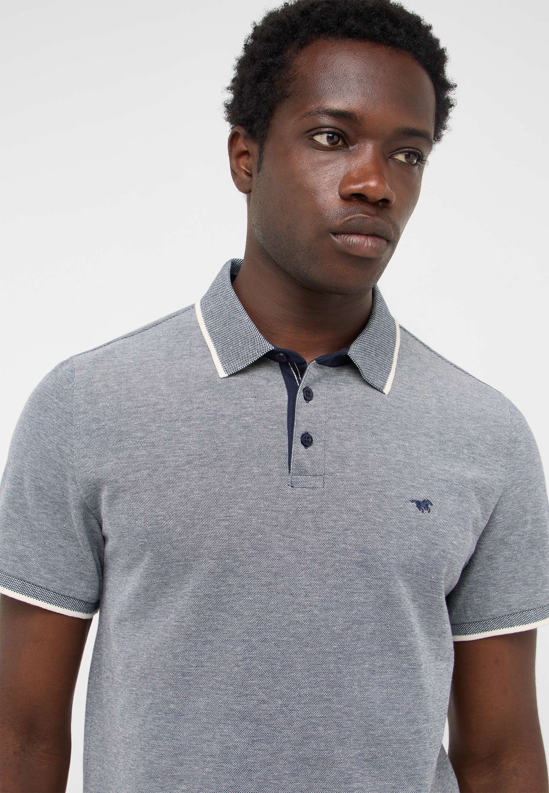 polo shirt, polo, kurzarm, Kragen-Kontrast, strukturiertes Strickmuster