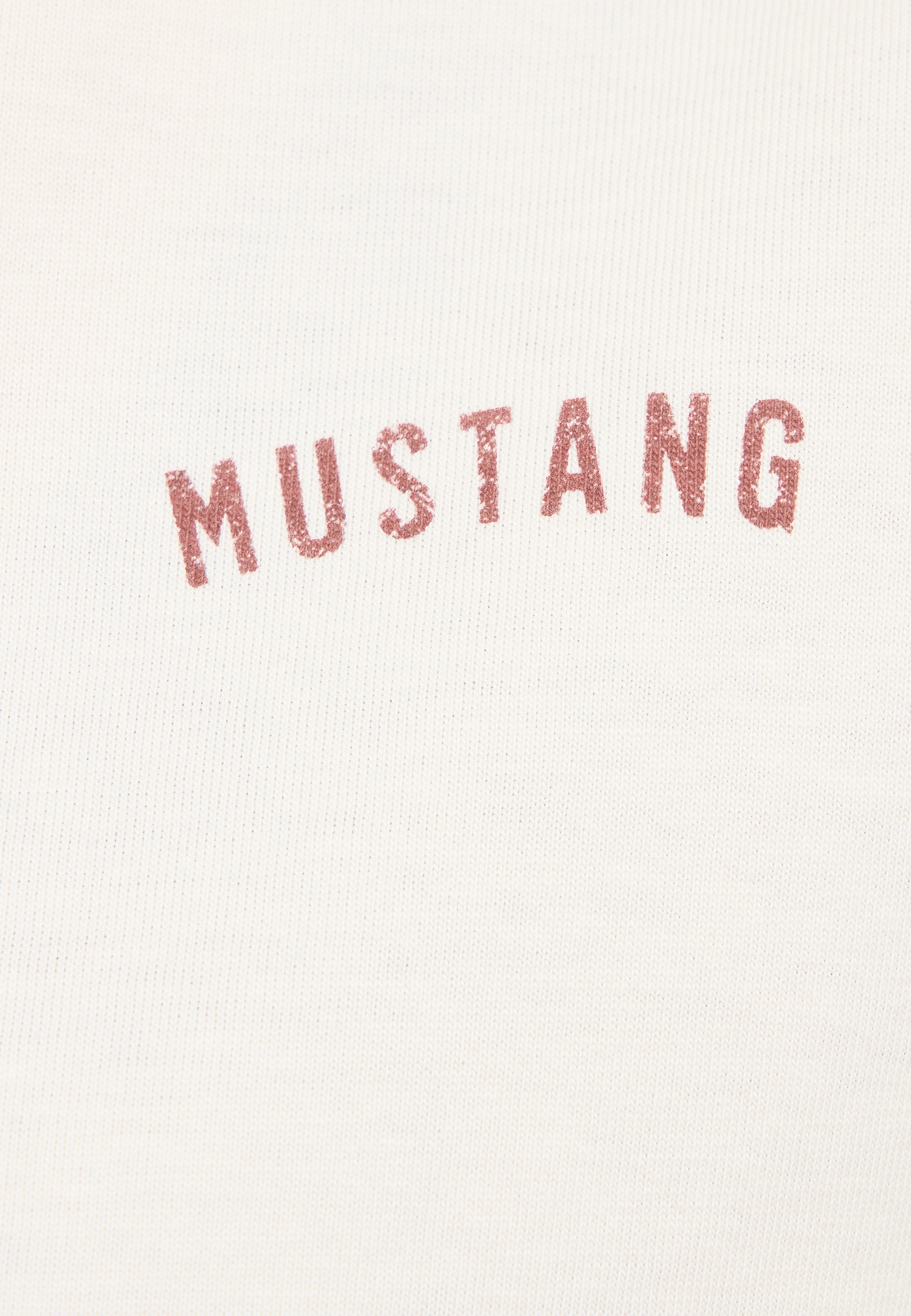 Mustang, Logo, Text, Weiß, Rundhalsausschnitt