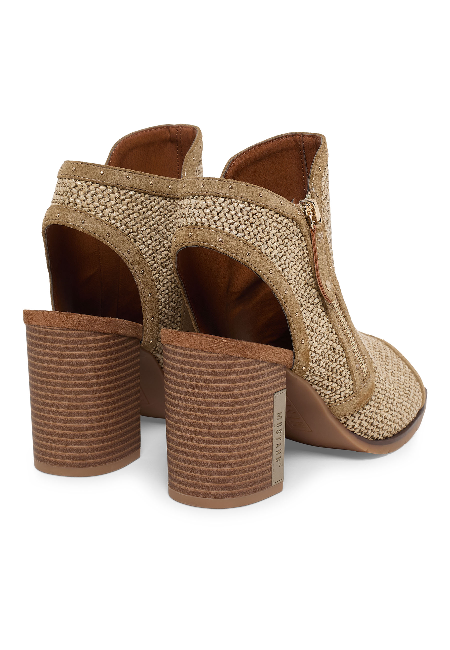 Sandalen, Keilabsatz, Geflochten, Lederoptik, Zickzack-Oberfläche