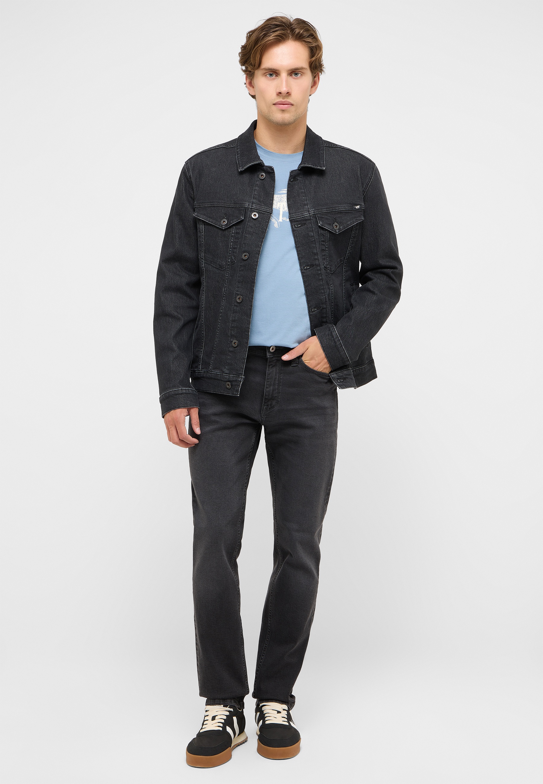 Jeansjacke, Dunkelgrau, Selbstgenähte, Denim, Jacke mit Knopfleiste