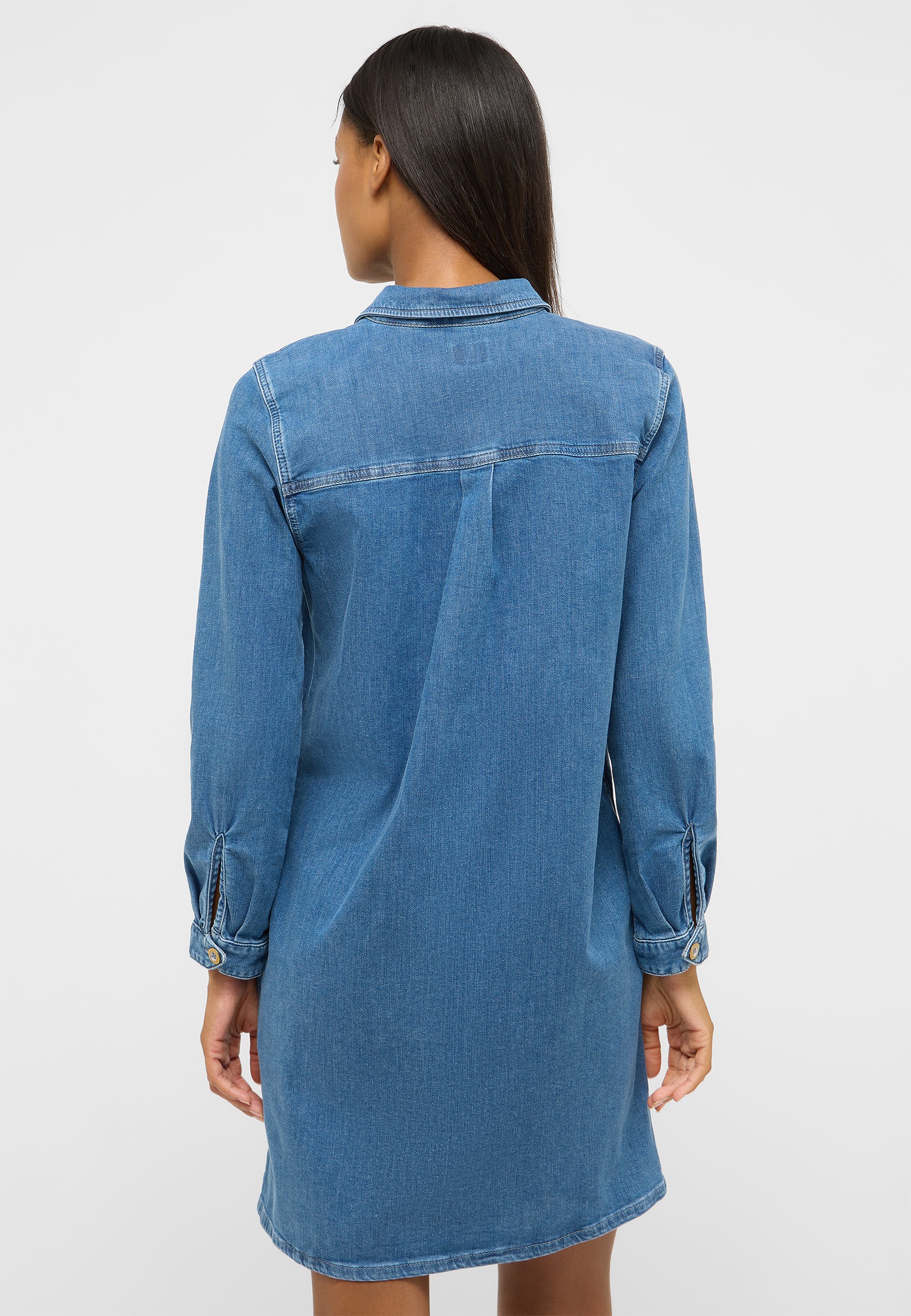 Jeanskleid, Denim, Langarm, Kragen, Knopfmanschetten