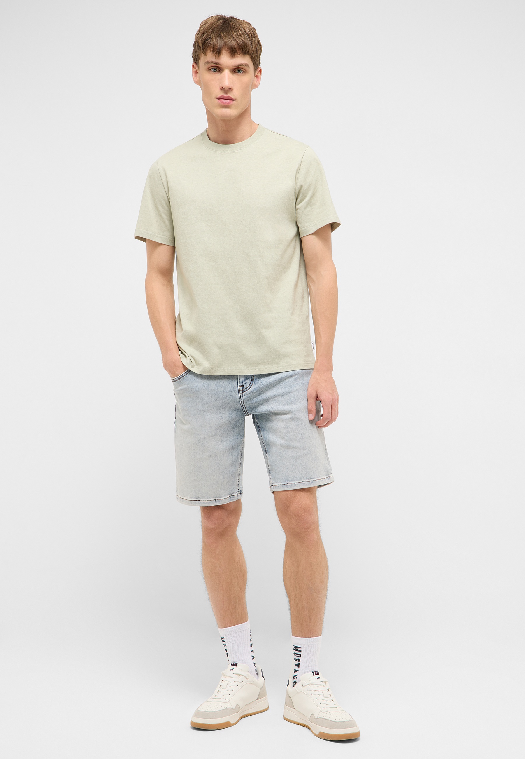 T-Shirt, Kurzarm, Beige, Unifarben, Kleidung