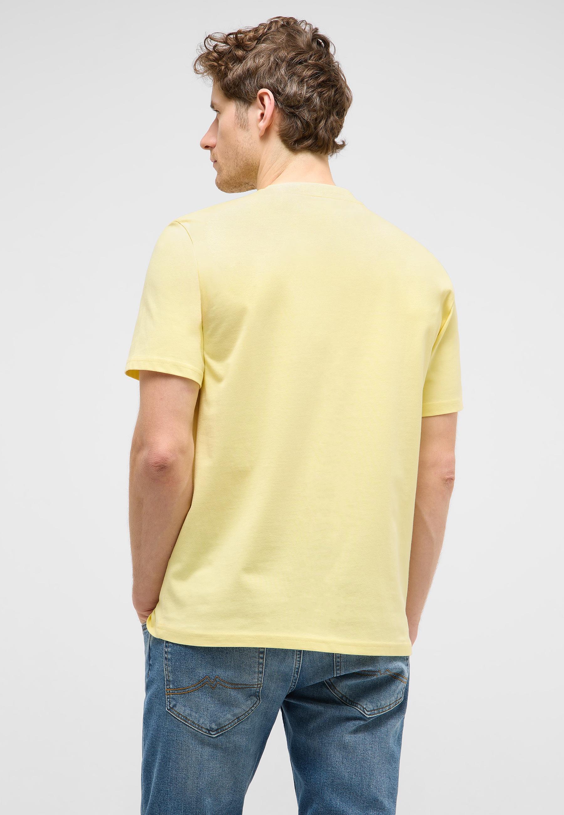 t-shirt, short sleeves, crew neck, gelb, baumwolle