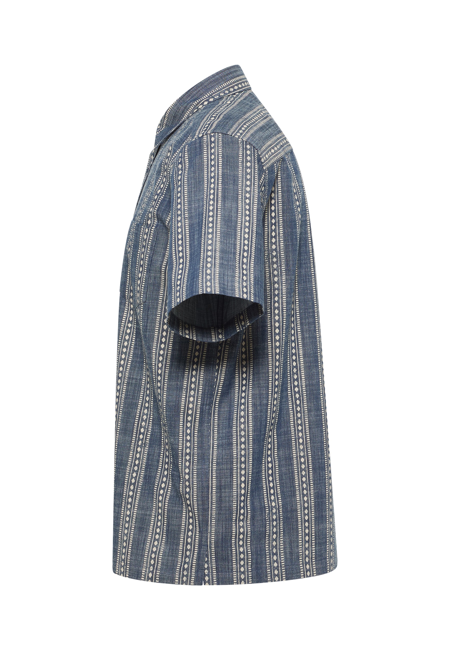 Hemd, Kurzarm, Streifen, Denim, Pattern