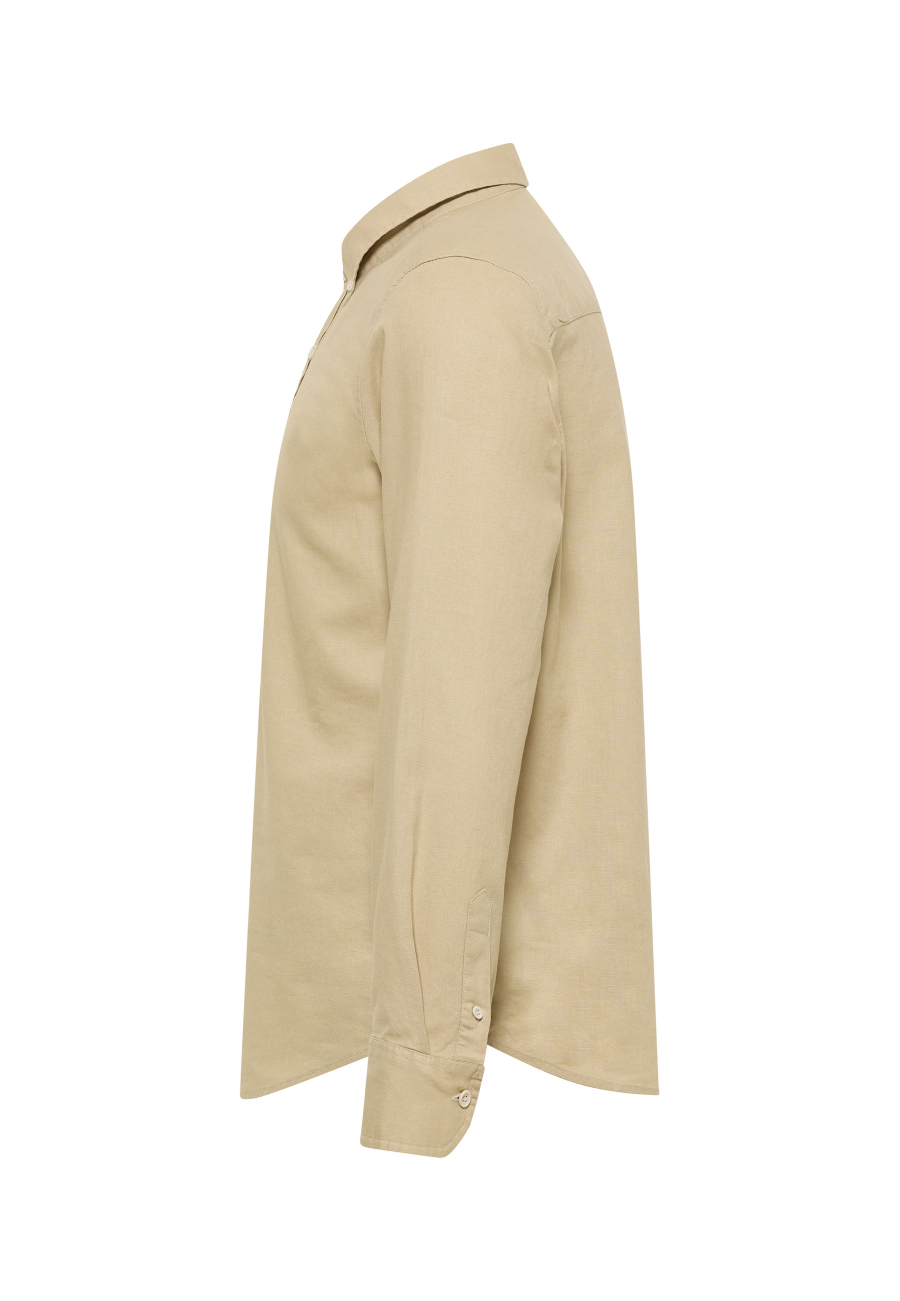 Beige Hemdjacke, Kragen, Langarm, Knopfmanschetten, Kleidungsstück