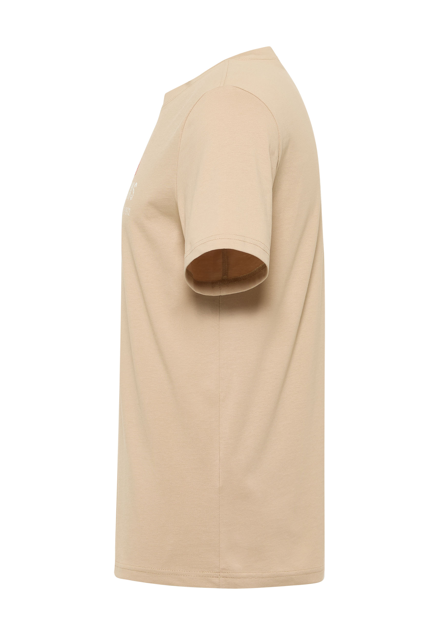 T-Shirt, Beige, Kurzarm, Baumwolle, unifarben