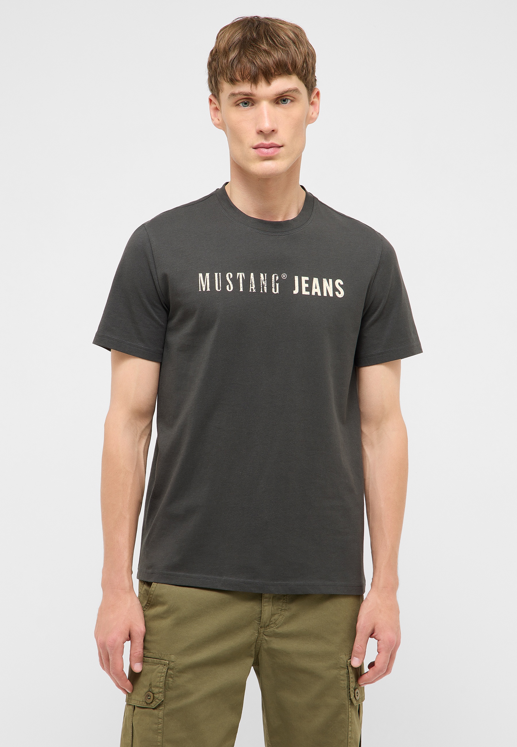 T-Shirt, Mustang Jeans, Grau, Kurzes Ärmeln, Rundhalsausschnitt