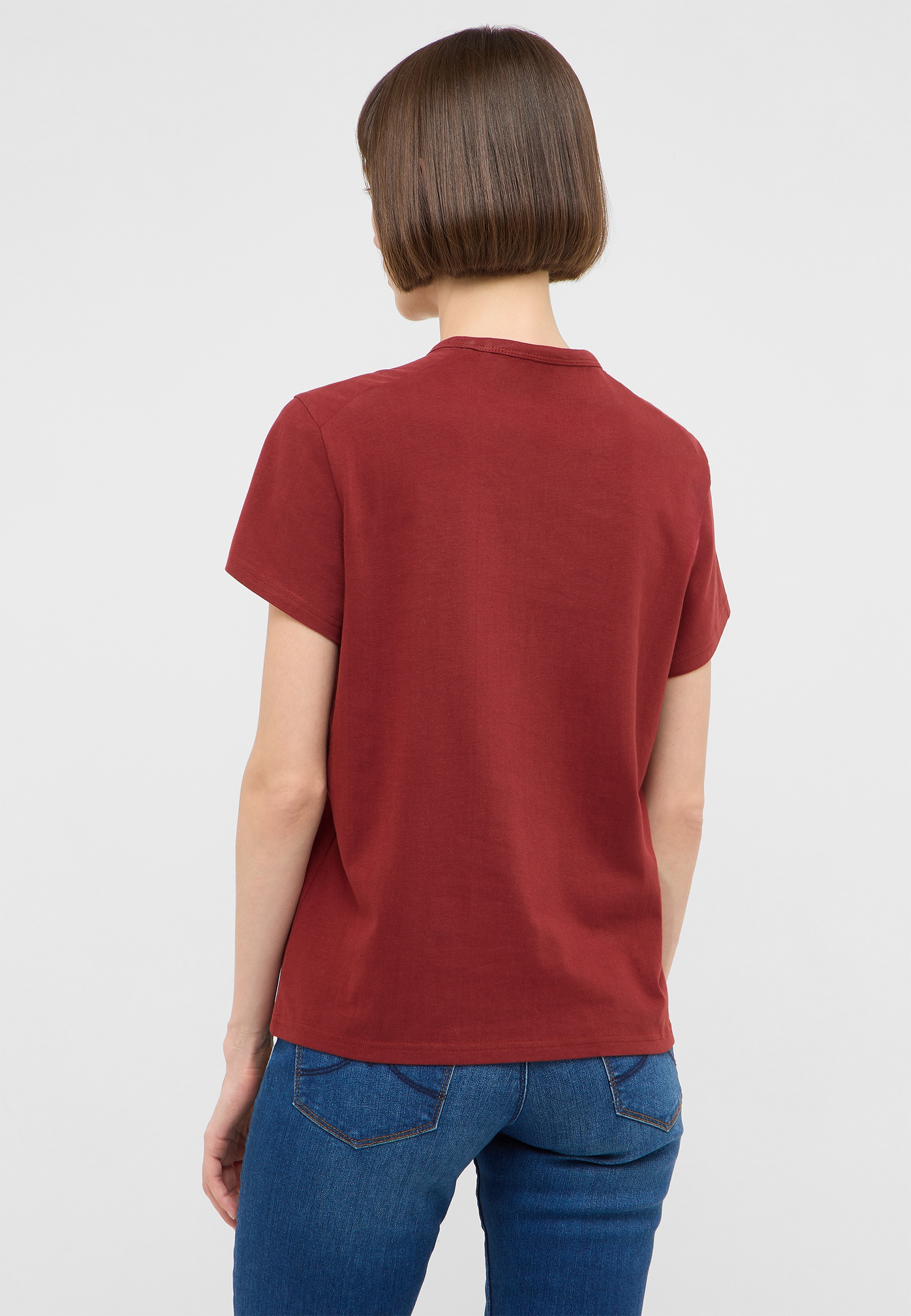 T-Shirt, Kurzarm, Roter Oberteil, Uni-Farbe, Baumwolle?