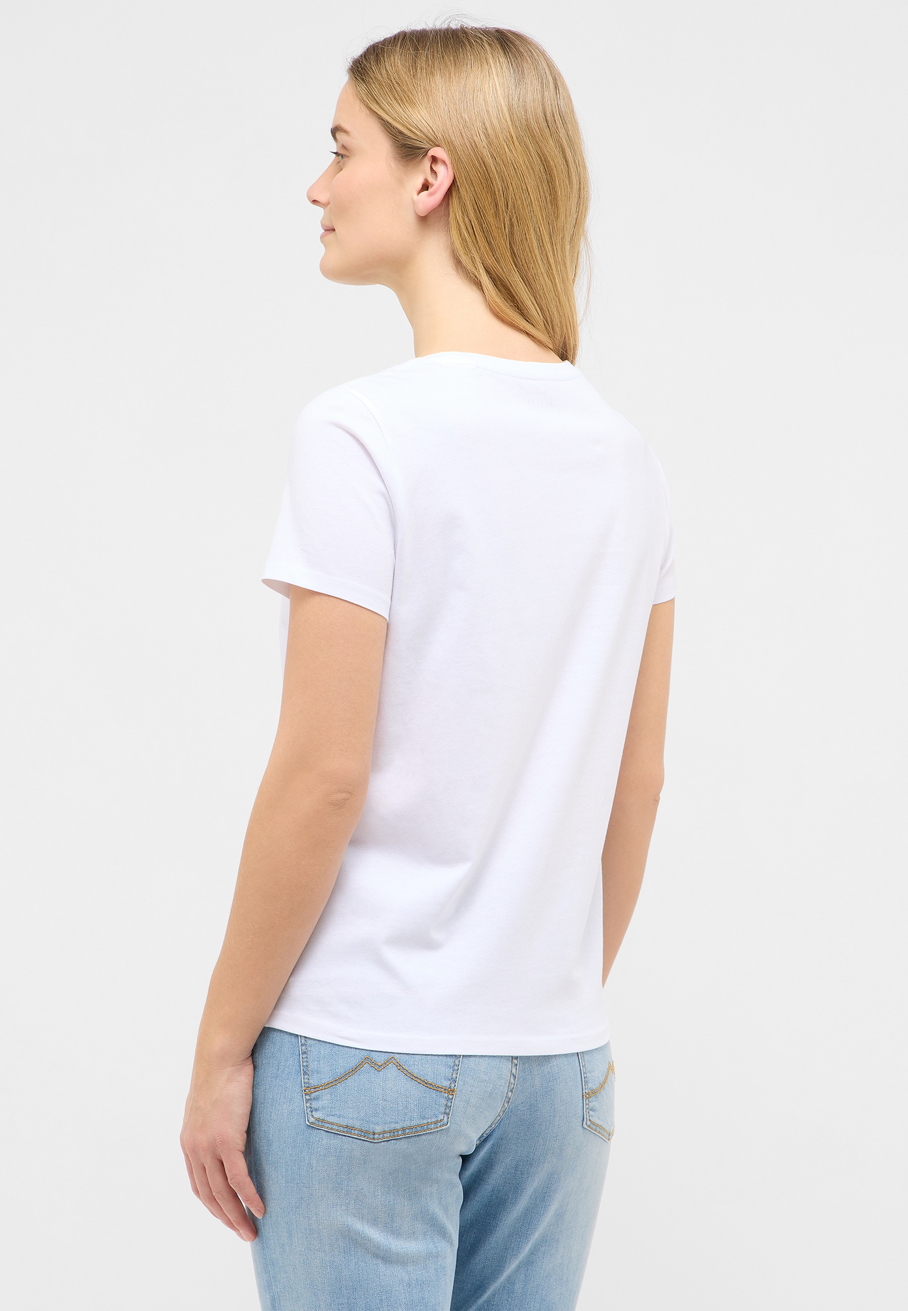 T-Shirt, Weiß, Kurzarm, Baumwolle, Casual