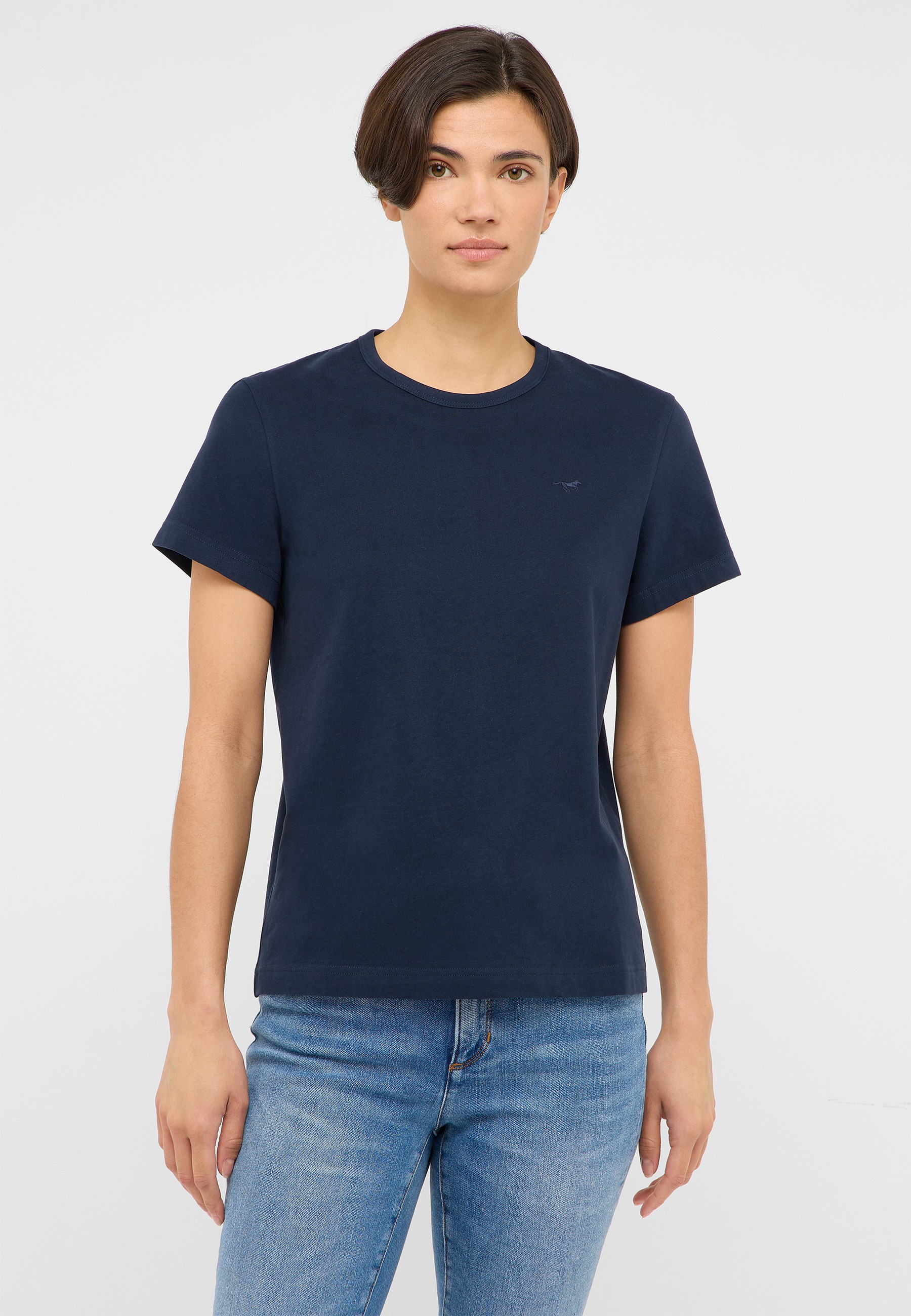T-Shirt, Navy, Kurze Ärmel, Rundhals, Uni