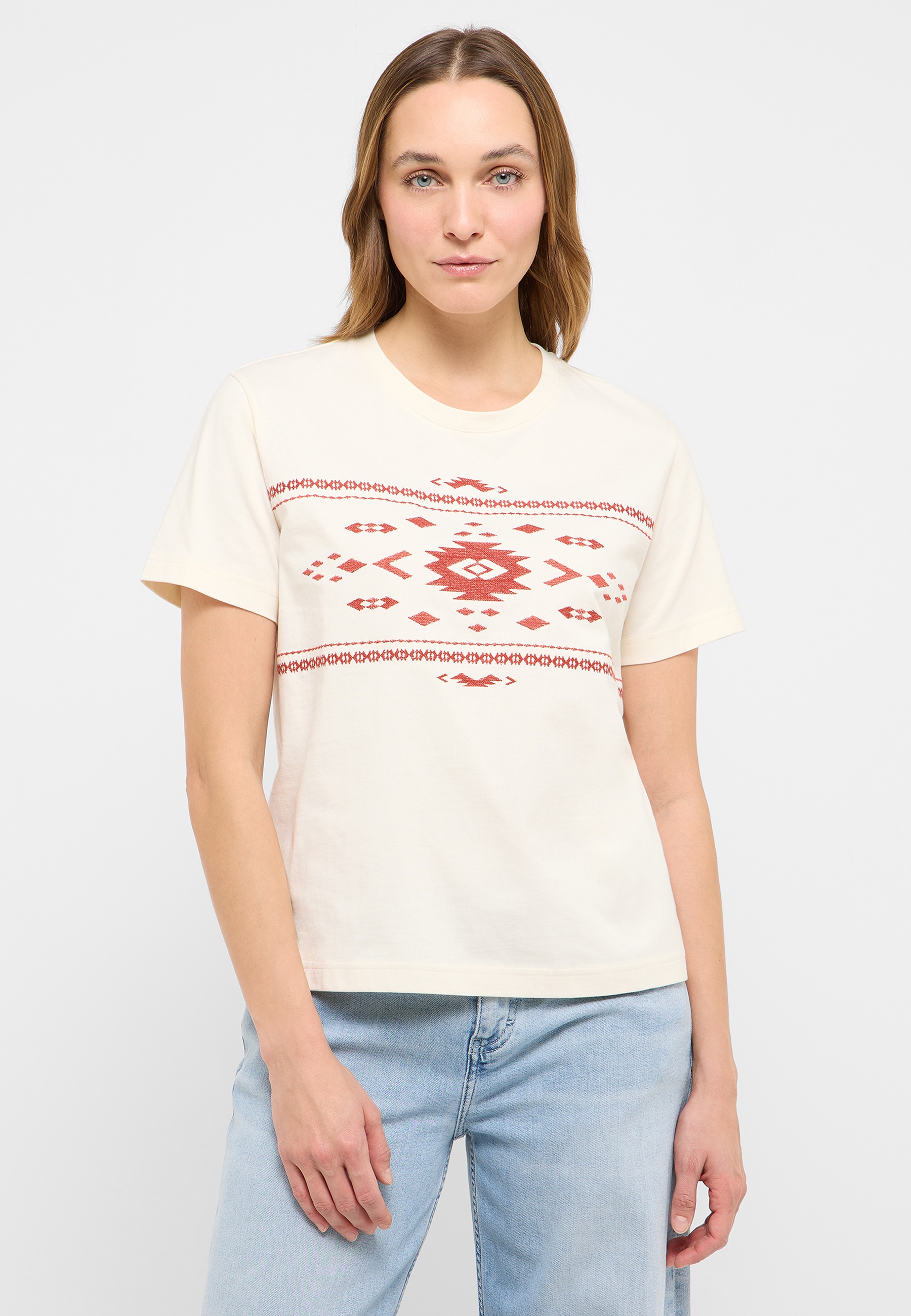 Bekleidung, T-shirt, Person, Jeans, Gesicht