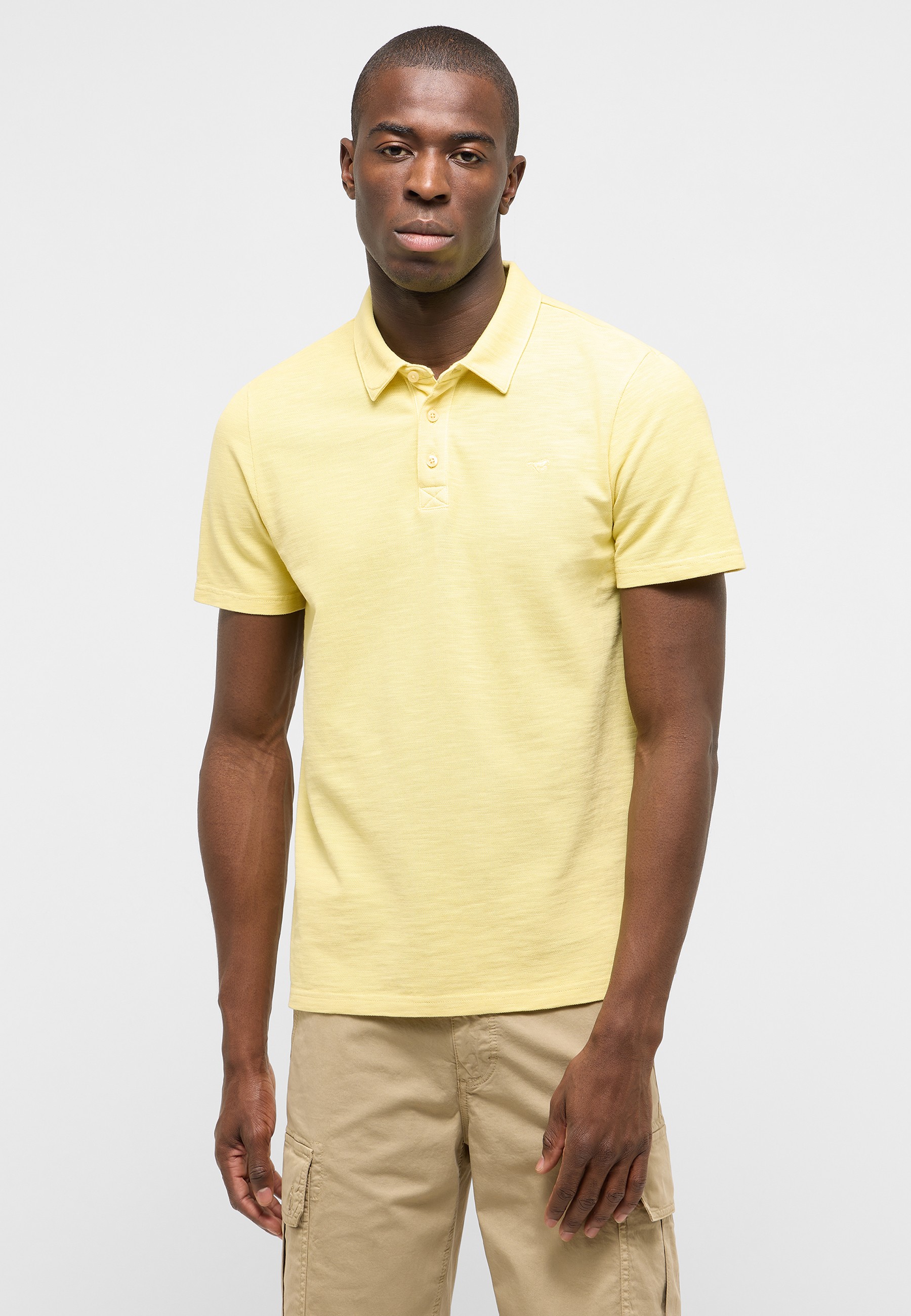 Polohemd, kurzarm, einfarbig, Baumwolle, Beige Polo