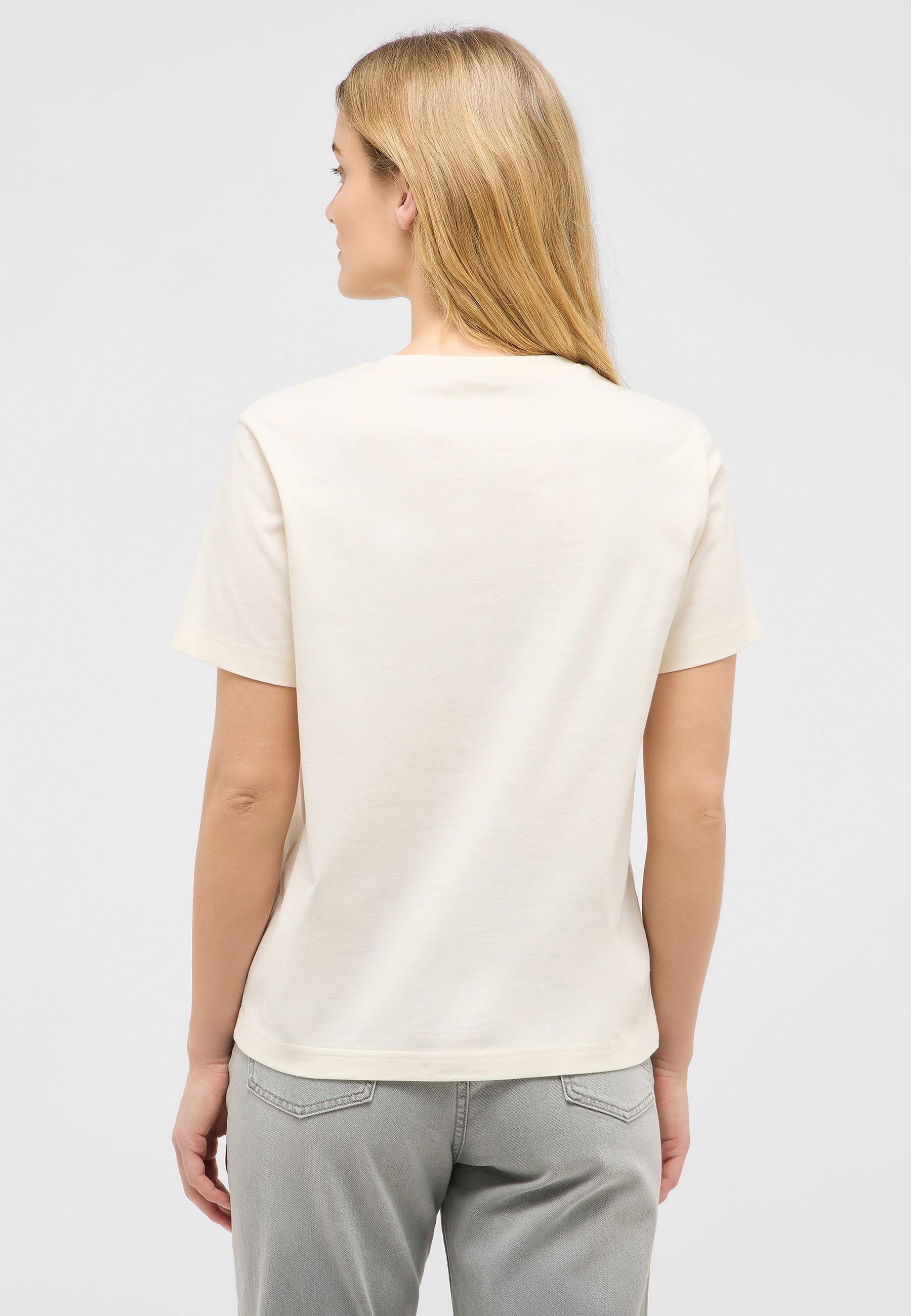 t-shirt, kurzarm, unifarben, rundhals, creme/beige