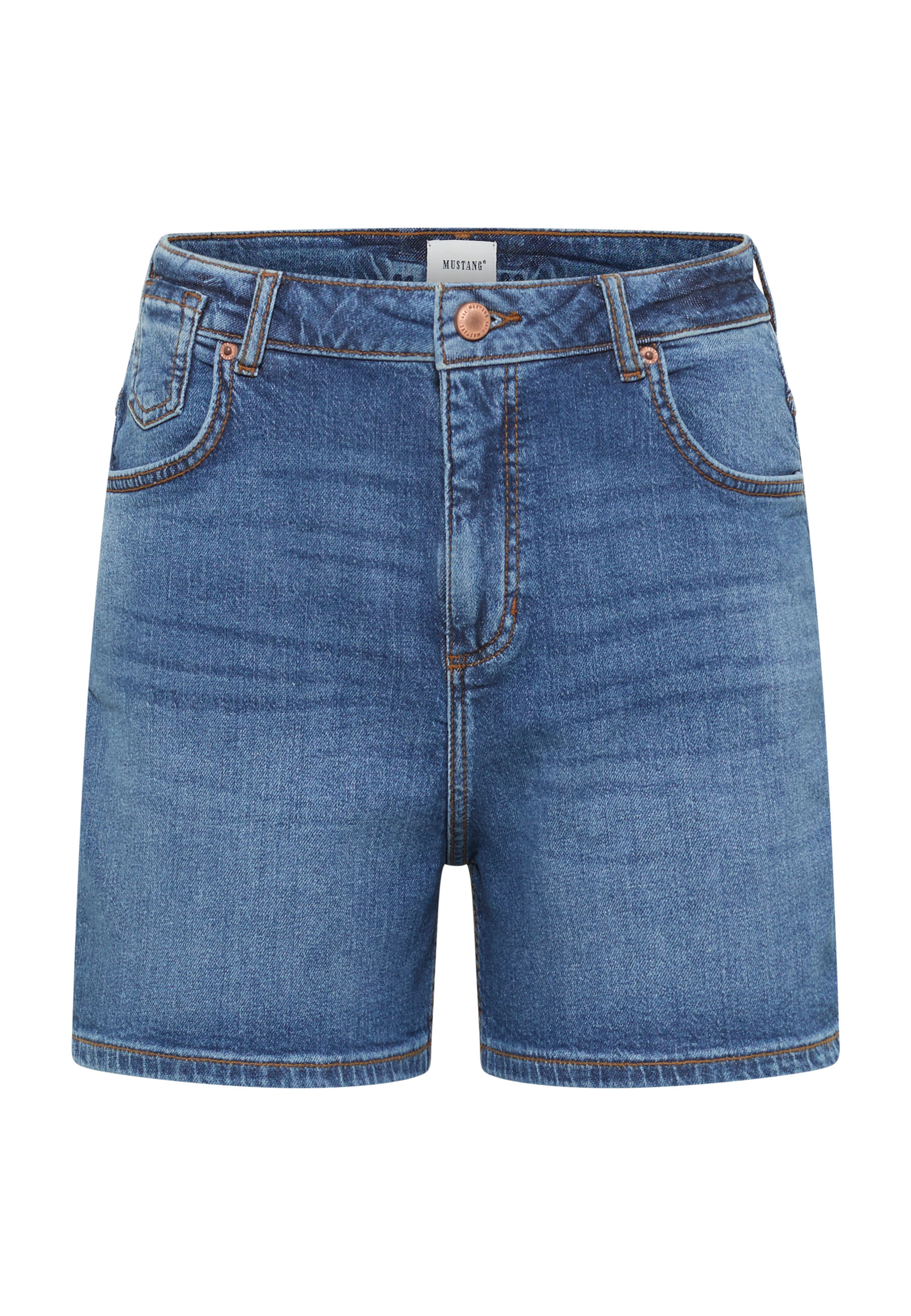 Jeansshorts, Denim, MidWaist, Blue, Stitching