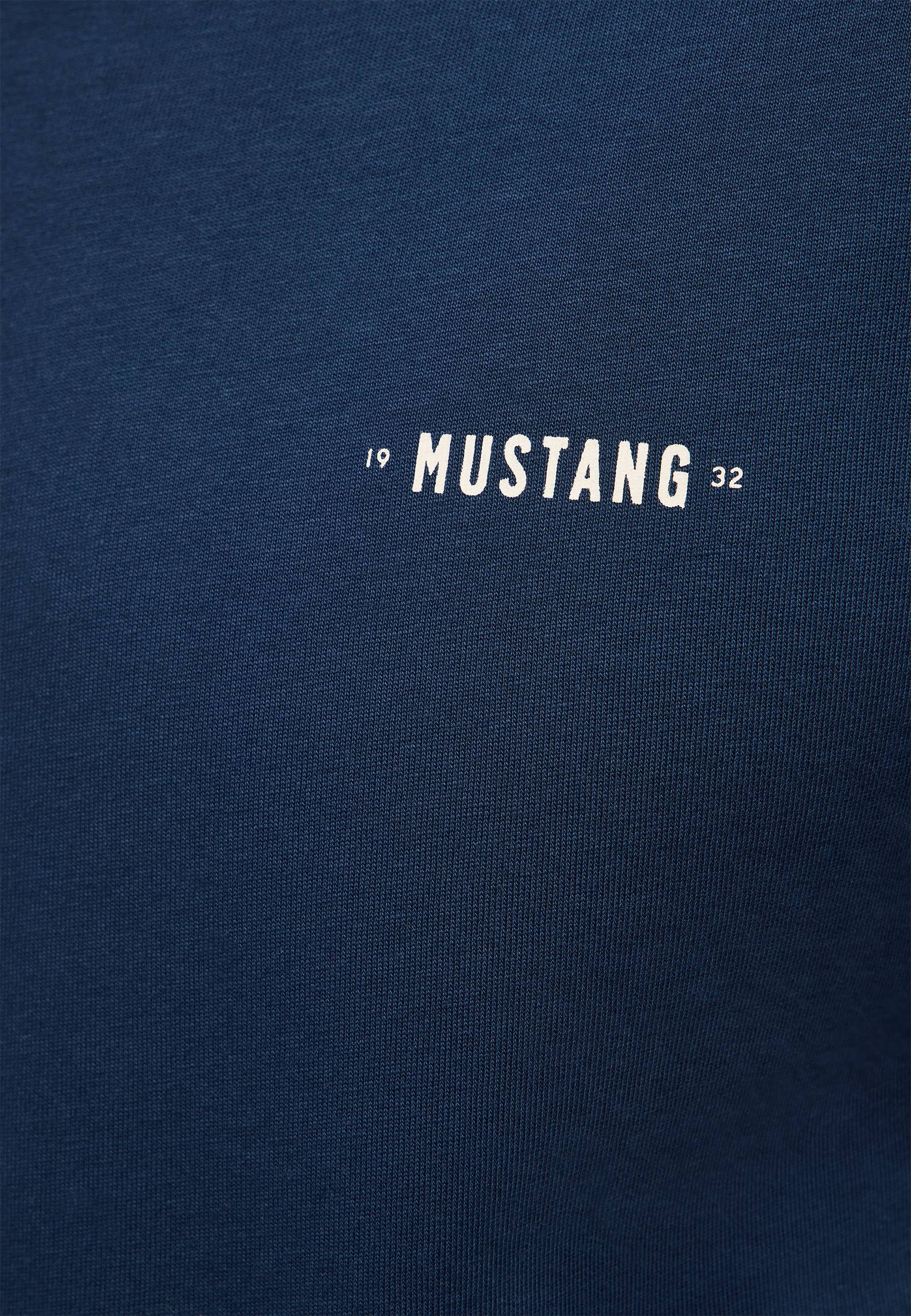t-shirt, navy, mustang, text print, linen