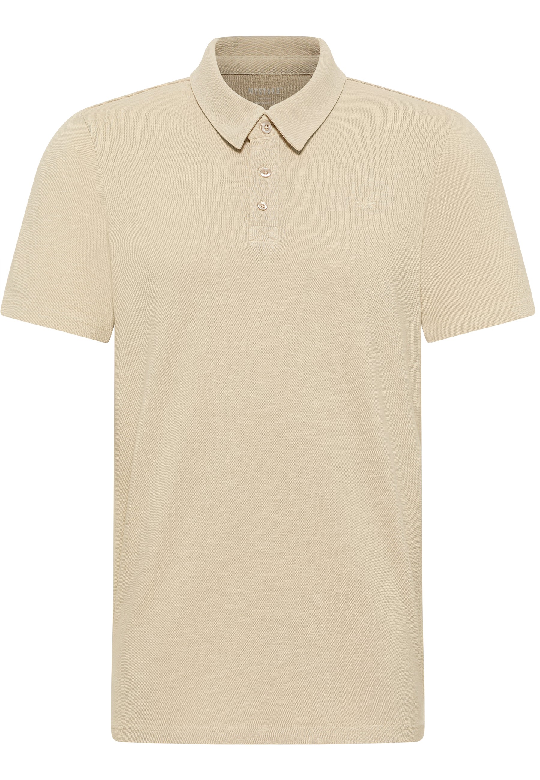 Polohemden, Beige, Kragen, Kurzarm, Knopfleiste