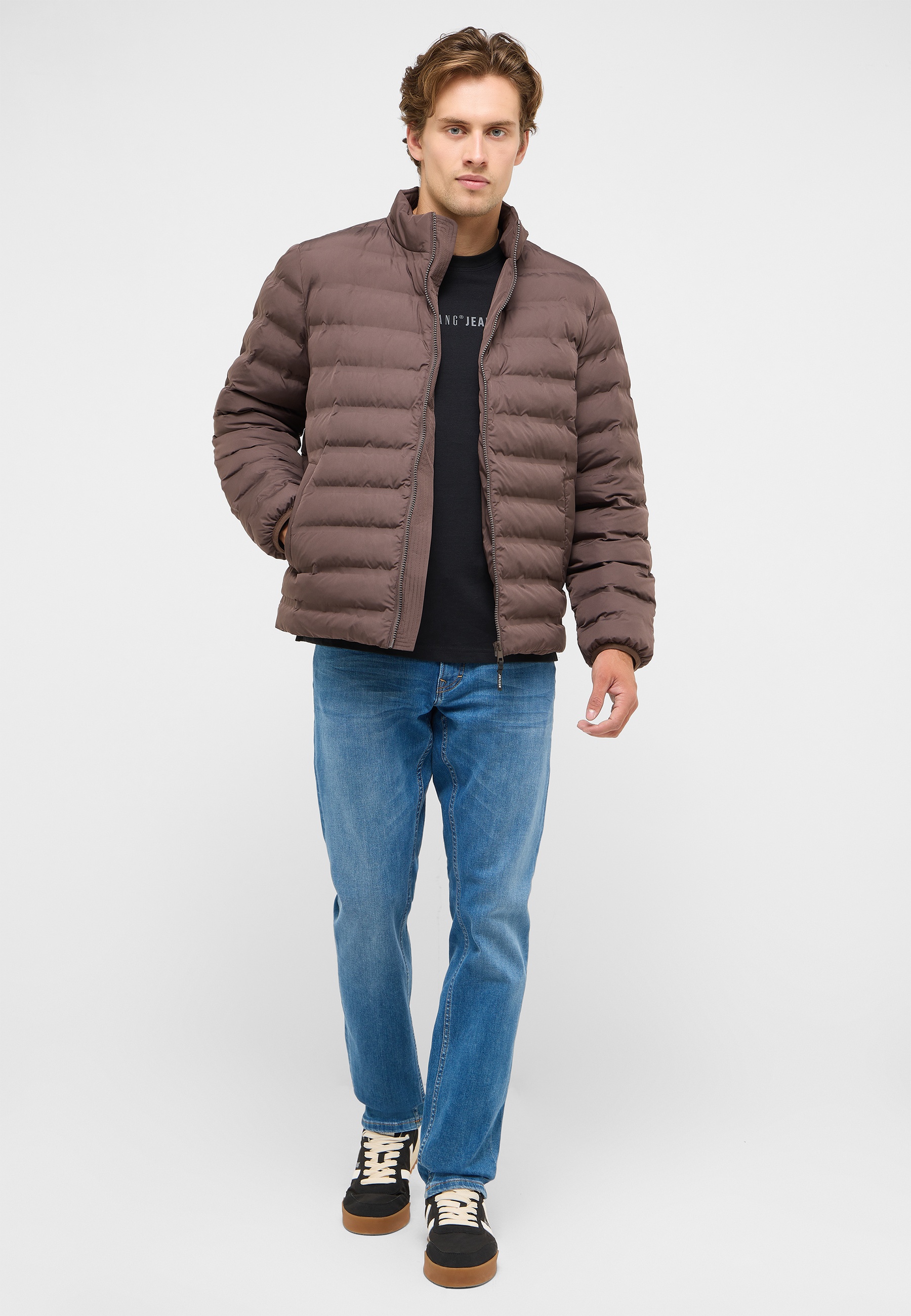 Puffer jacket, Braun, Reißverschluss, Dünne Füllung, Jeans